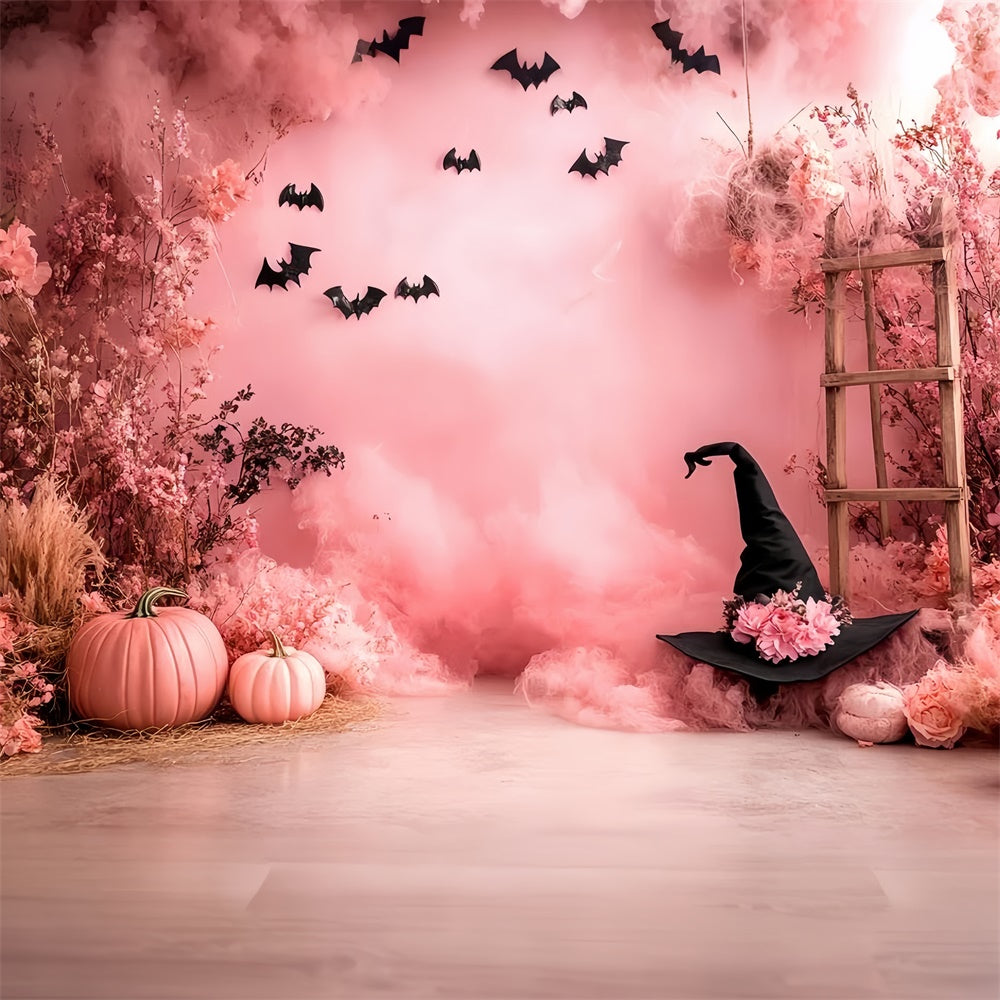 Halloween Wall Backdrop Pink Witch Garden Backdrop CSH6-87