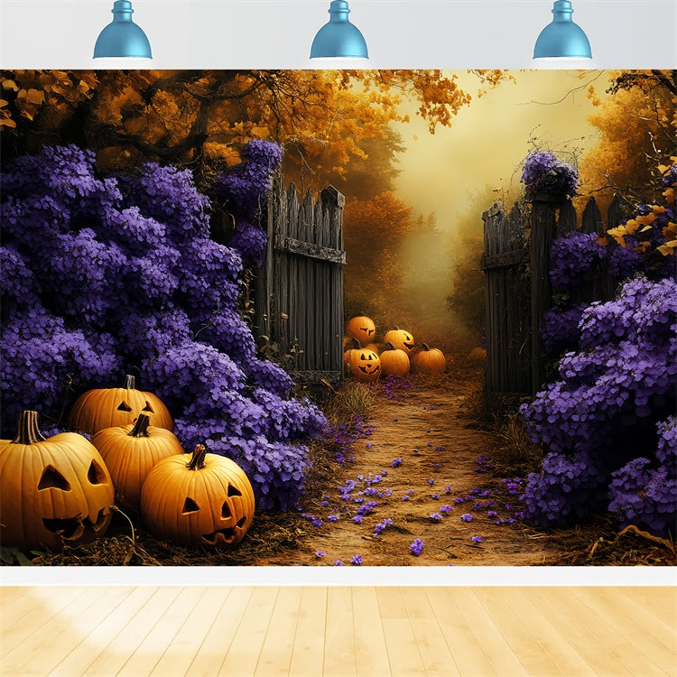 Halloween Photo Backdrops Haunted Floral Pumpkin Backdrop CSH6-89