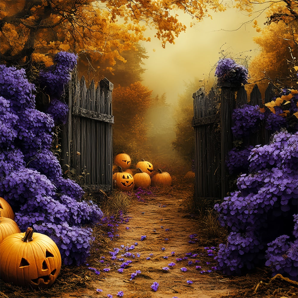 Halloween Photo Backdrops Haunted Floral Pumpkin Backdrop CSH6-89