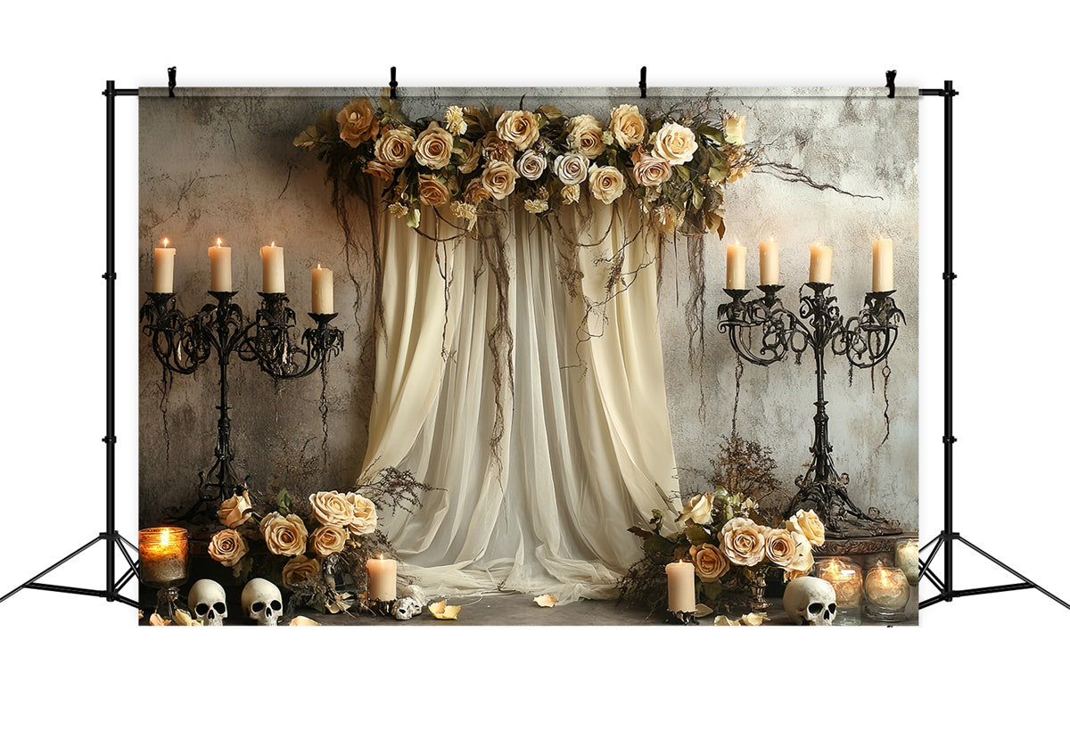 Scary Halloween Backdrops Skull Altar Gothic Rose Backdrop CSH6-96