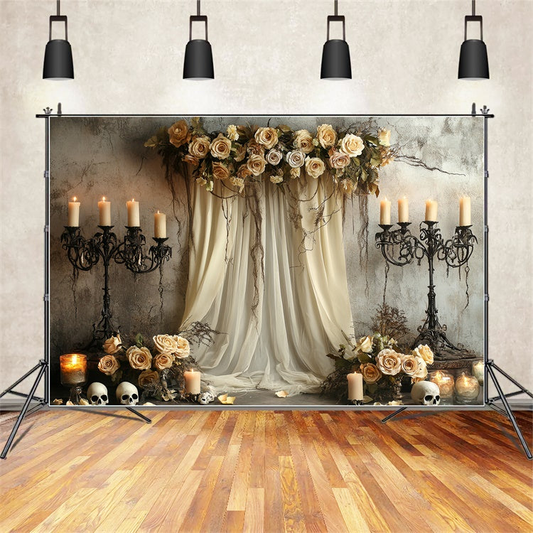 Scary Halloween Backdrops Skull Altar Gothic Rose Backdrop CSH6-96