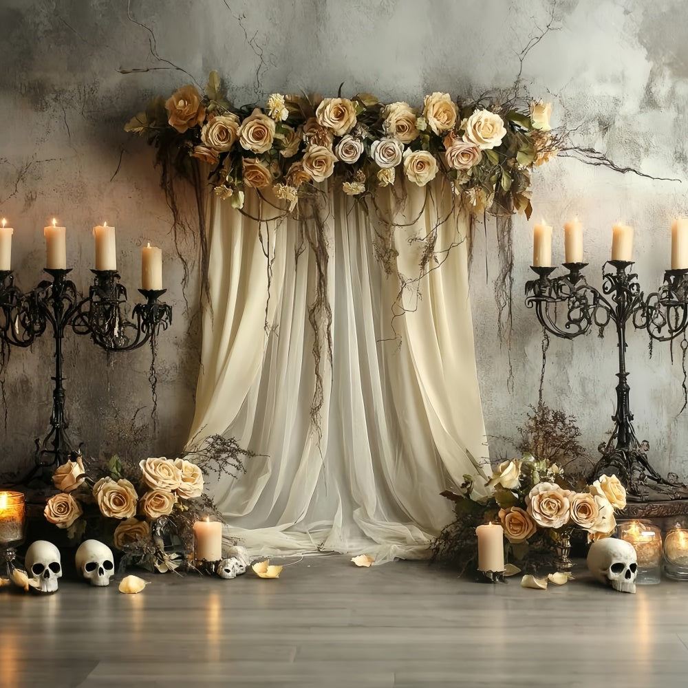 Scary Halloween Backdrops Skull Altar Gothic Rose Backdrop CSH6-96