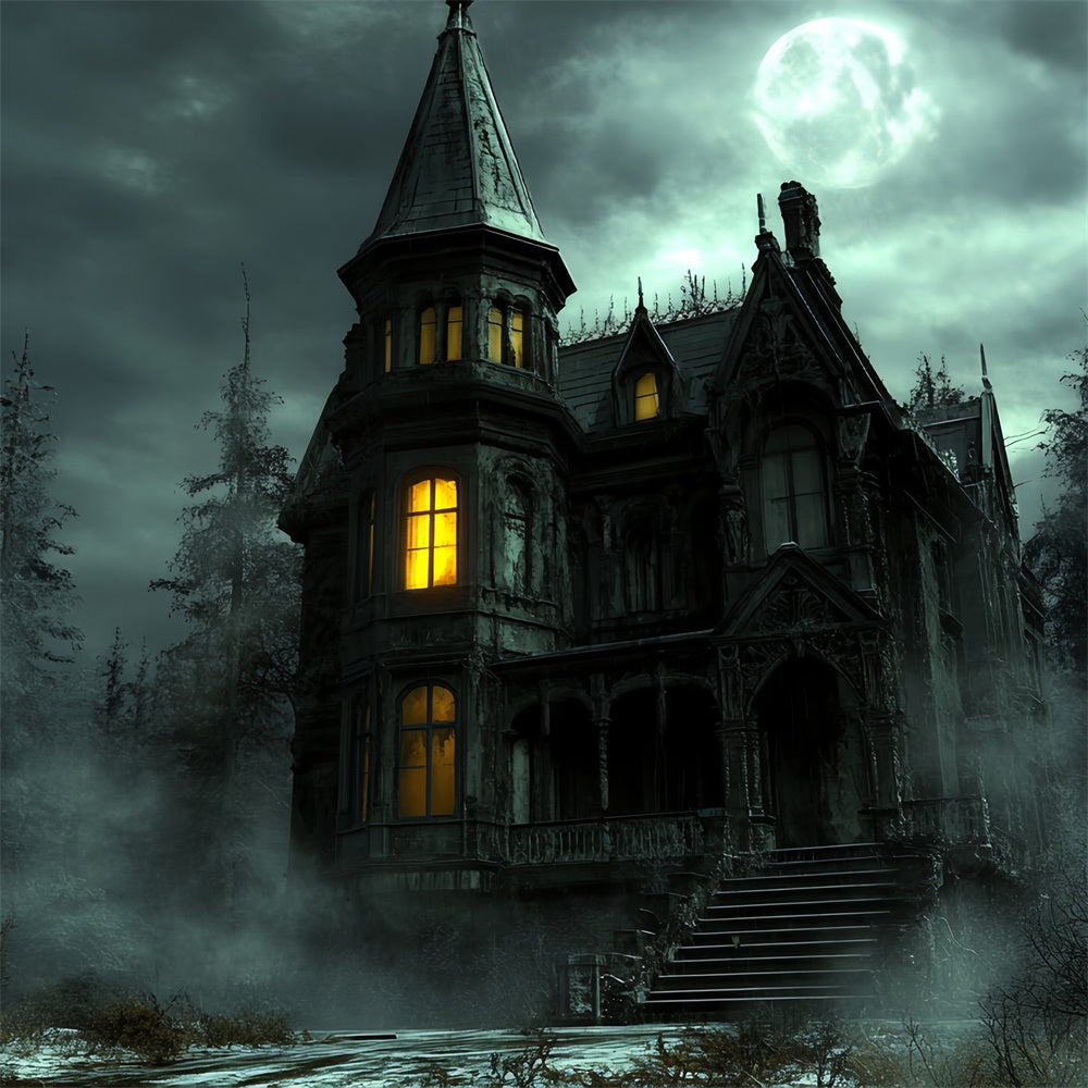 Spooky Forest Backdrop Haunted Castle Glow Halloween Backdrop CSH6-97