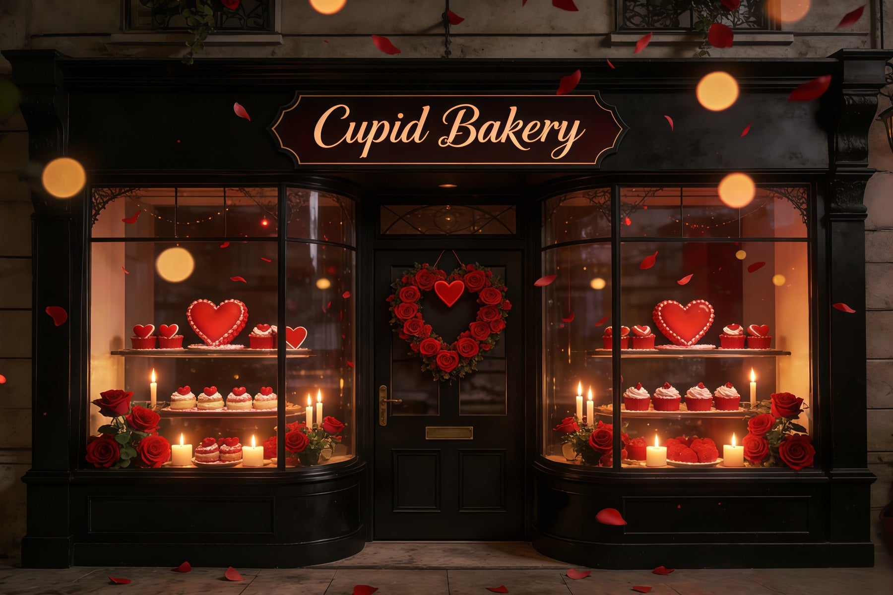 Cupid Valentine Backdrop Cupcake Bakery Window Display Valentine Backdrops CSH61-100