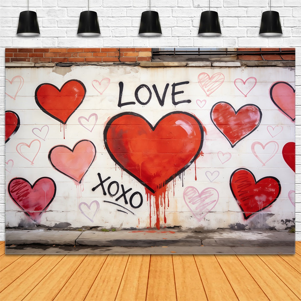 Graffiti Wall Valentine Backdrop Urban Love Heart Valentine's Day Photo Backdrop CSH61-105