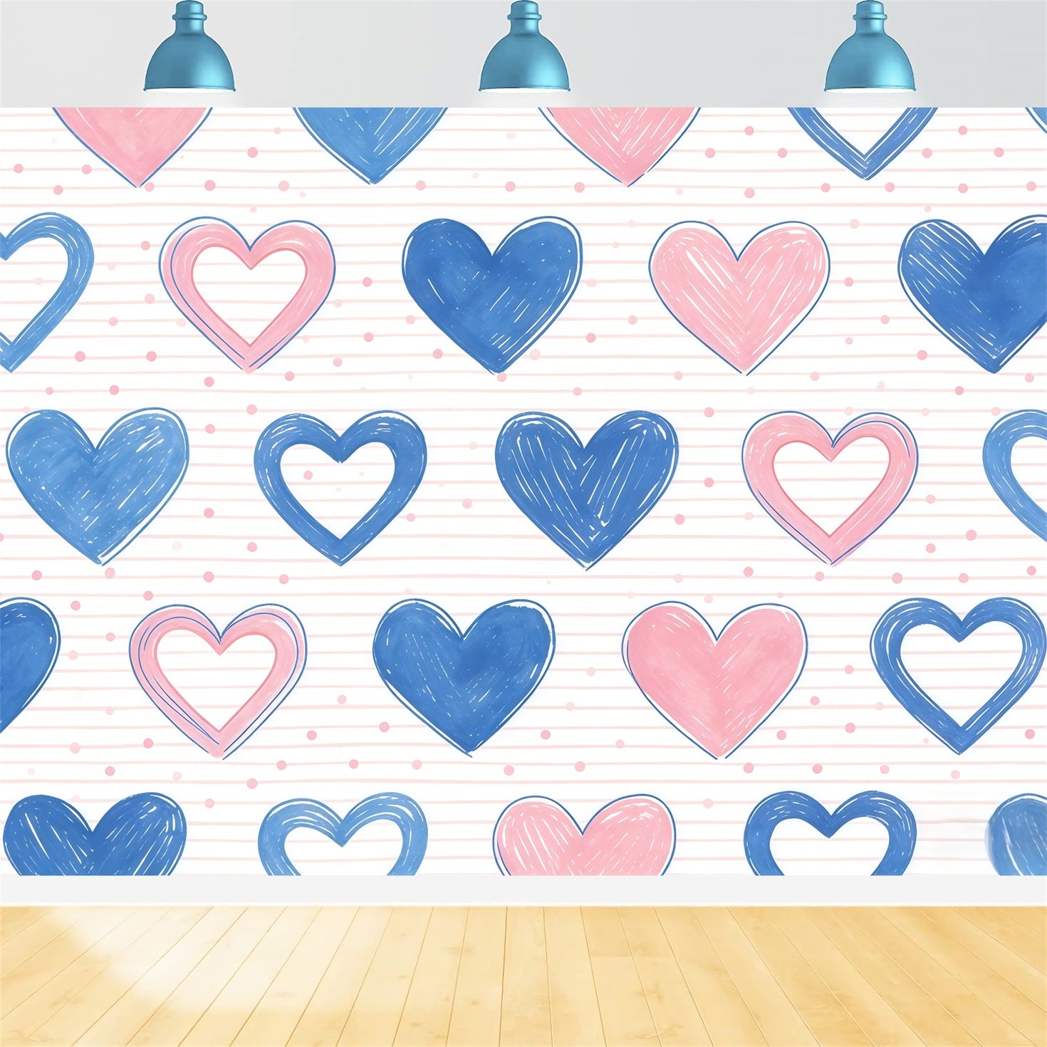 90s Valentine Backdrop Pastel Heart Sketch Pattern Valentine's Backdrop CSH61-107