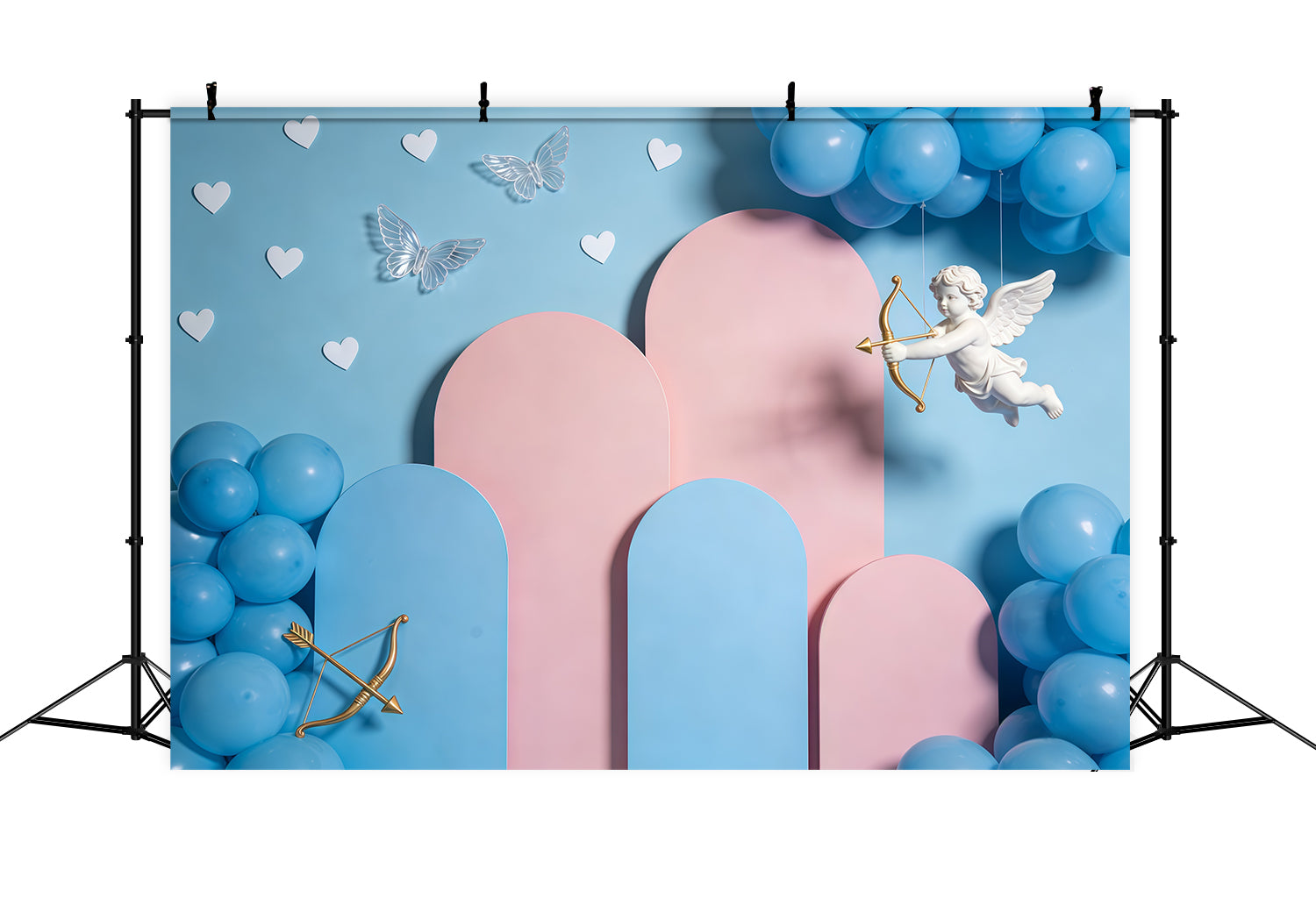 Cupid Valentine's Day Backdrop Arch Balloon Display Valentine Backdrops For Pictures CSH61-112