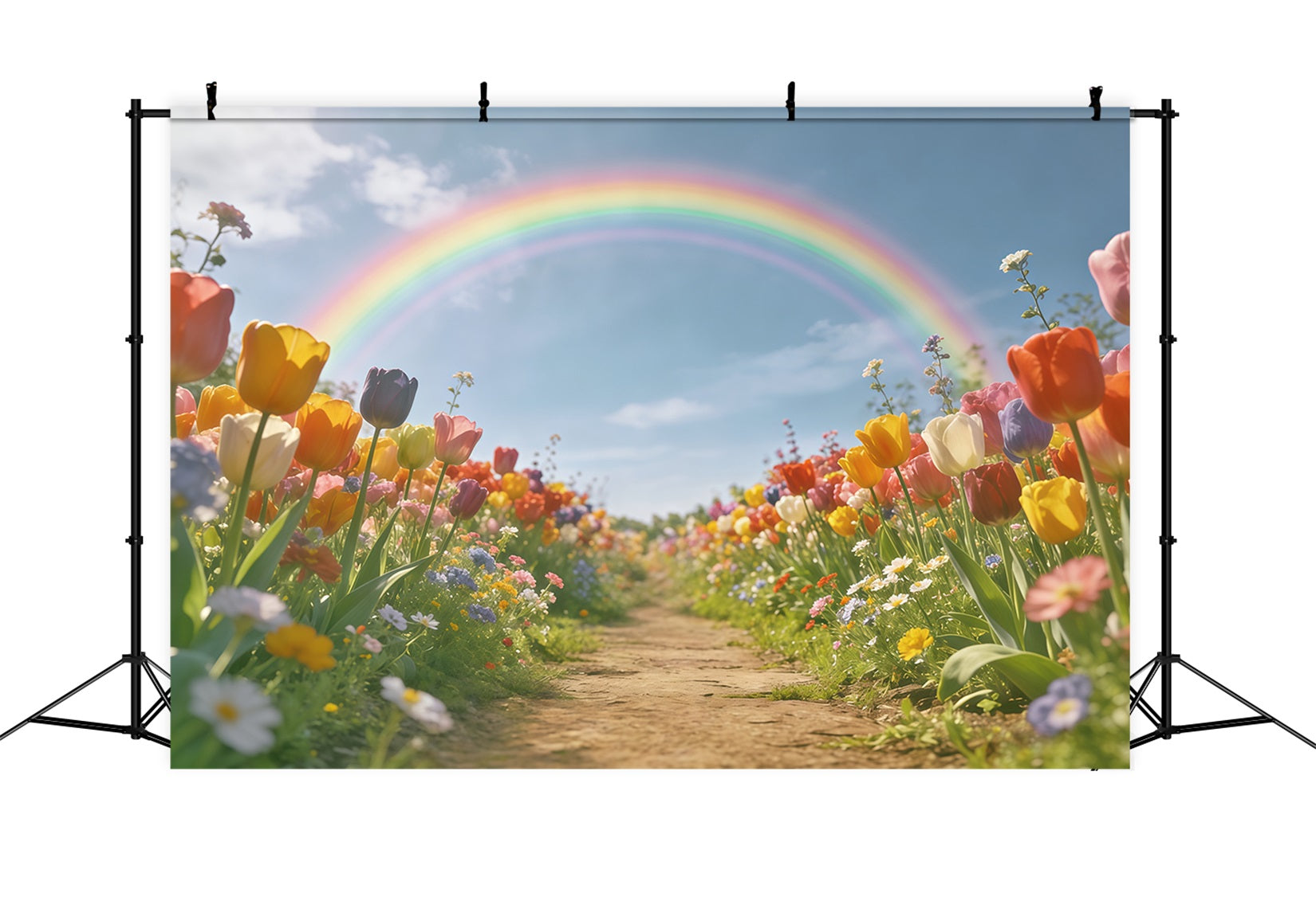 Spring Garden Backdrop Rainbow Tulip Floral Path Backdrops Floral CSH61-123