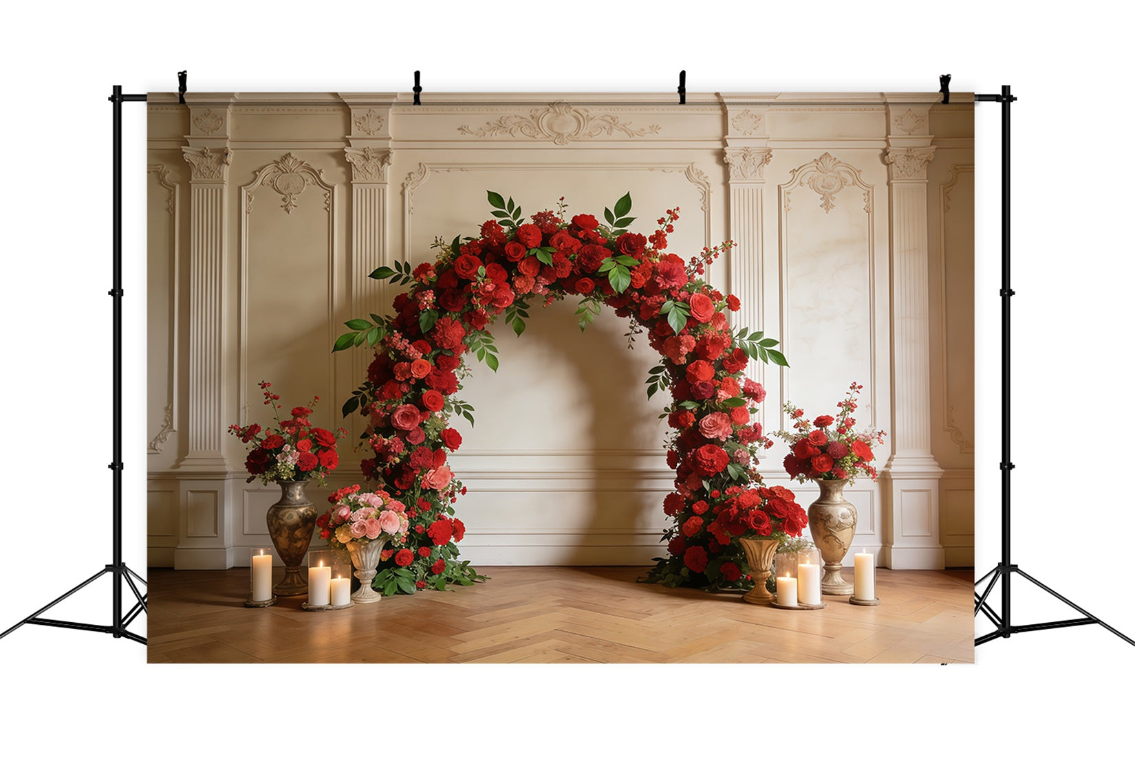 Wildflower Backdrop Ideas Elegant Red Rose Archway Pastel Floral Backdrop CSH61-128