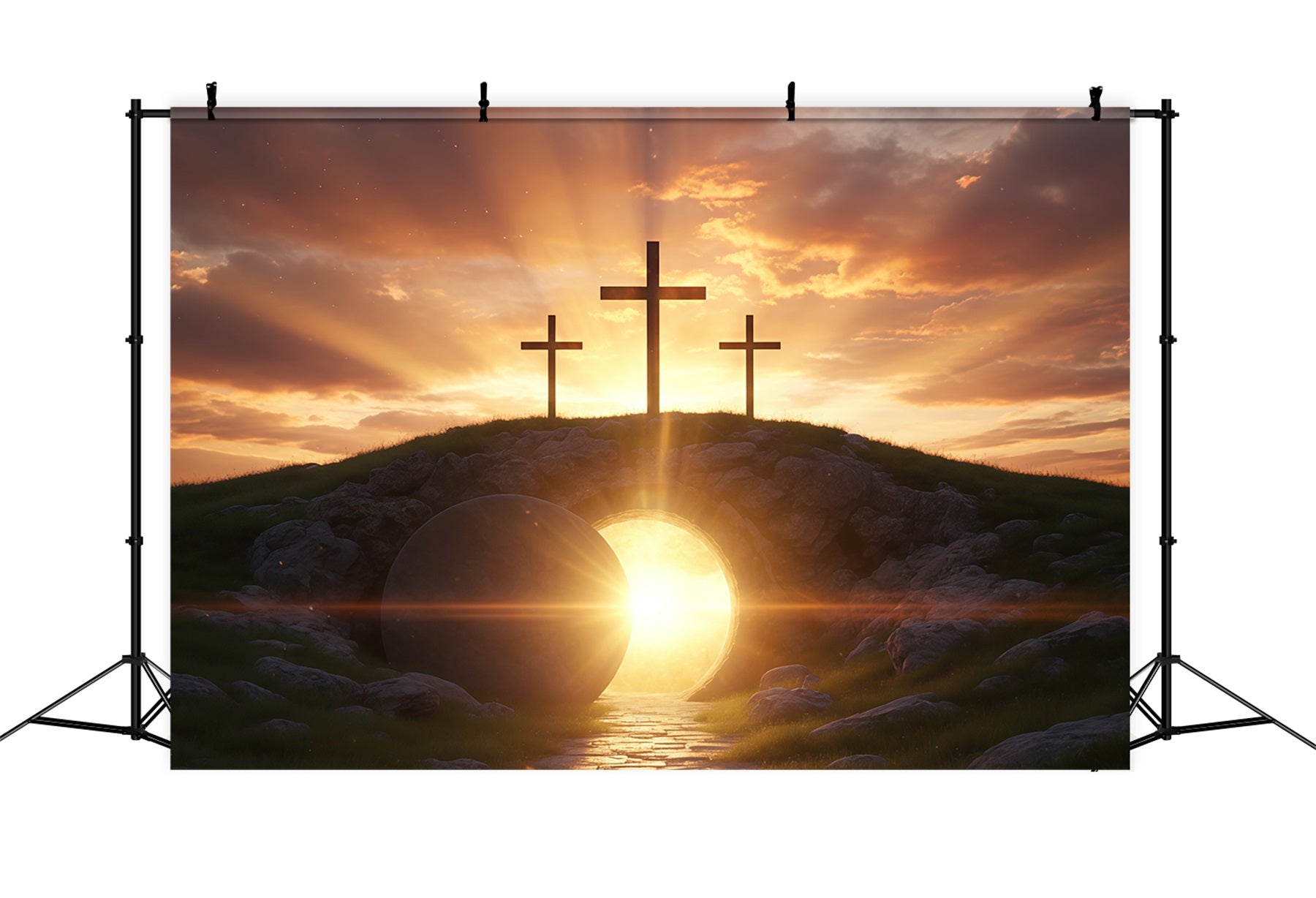Easter Church Backdrop Resurrection Sunrise Empty Tomb Easter Backdrops CSH61-13