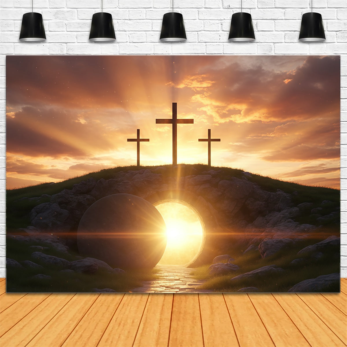 Easter Church Backdrop Resurrection Sunrise Empty Tomb Easter Backdrops CSH61-13