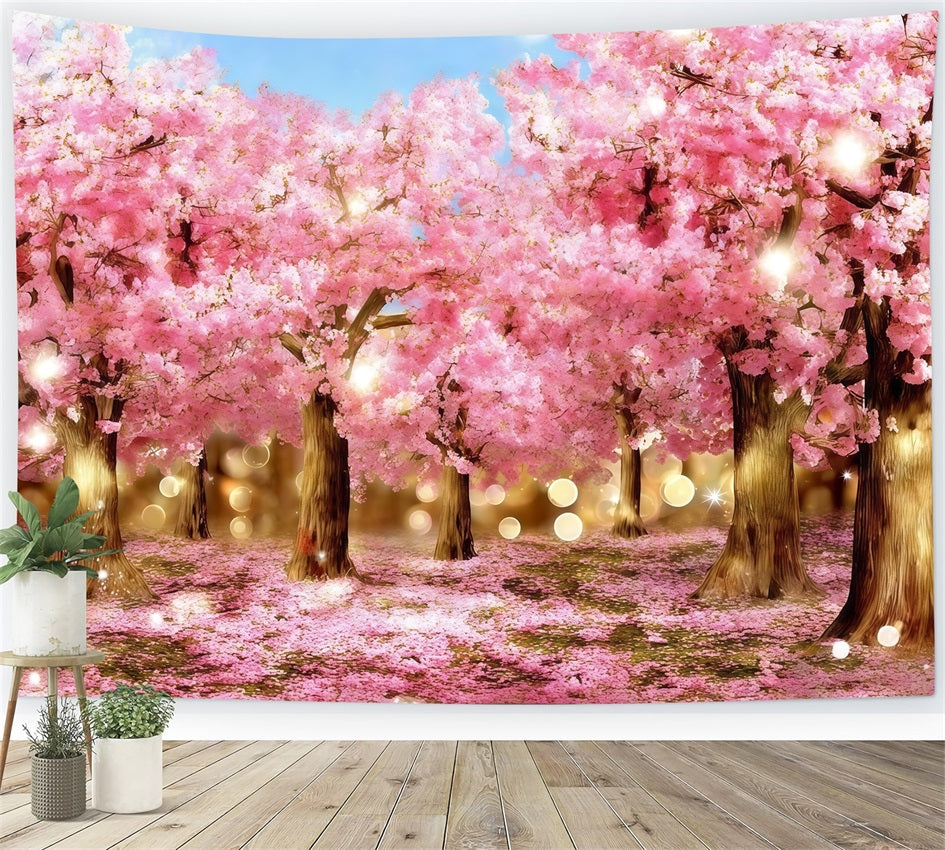 Cherry Blossom Backdrop Ideas Sparkling Pink Blossom Forest Floral Backdrop Photography CSH61-136