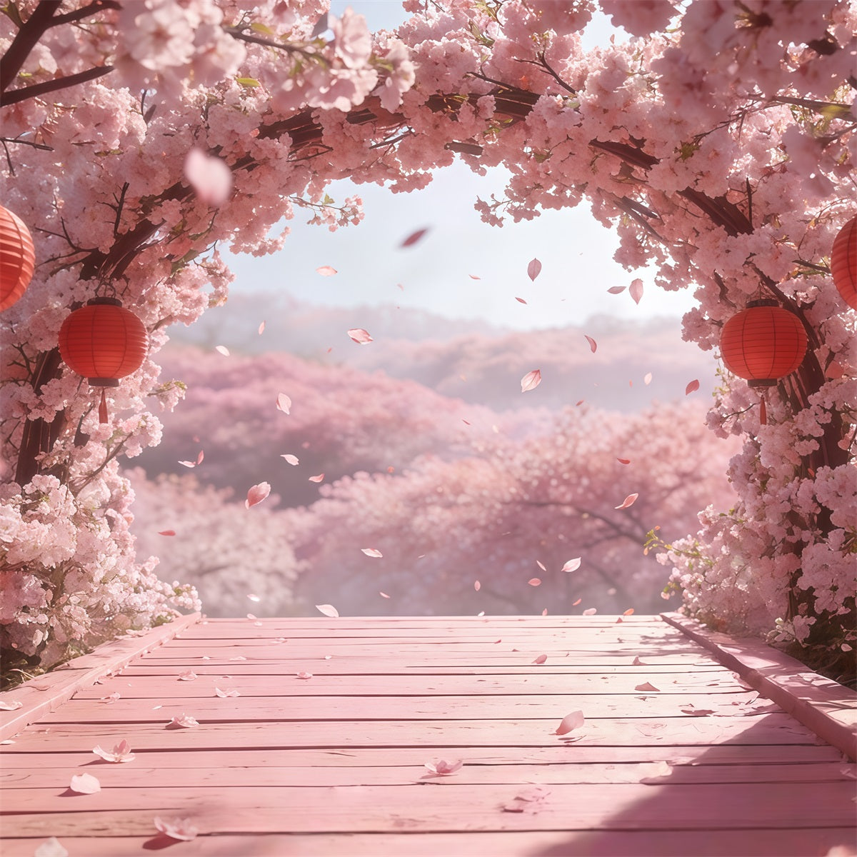 Cherry Blossom Backdrop Ideas Pink Flowers Lantern Archway Floral Backdrop Photography CSH61-137