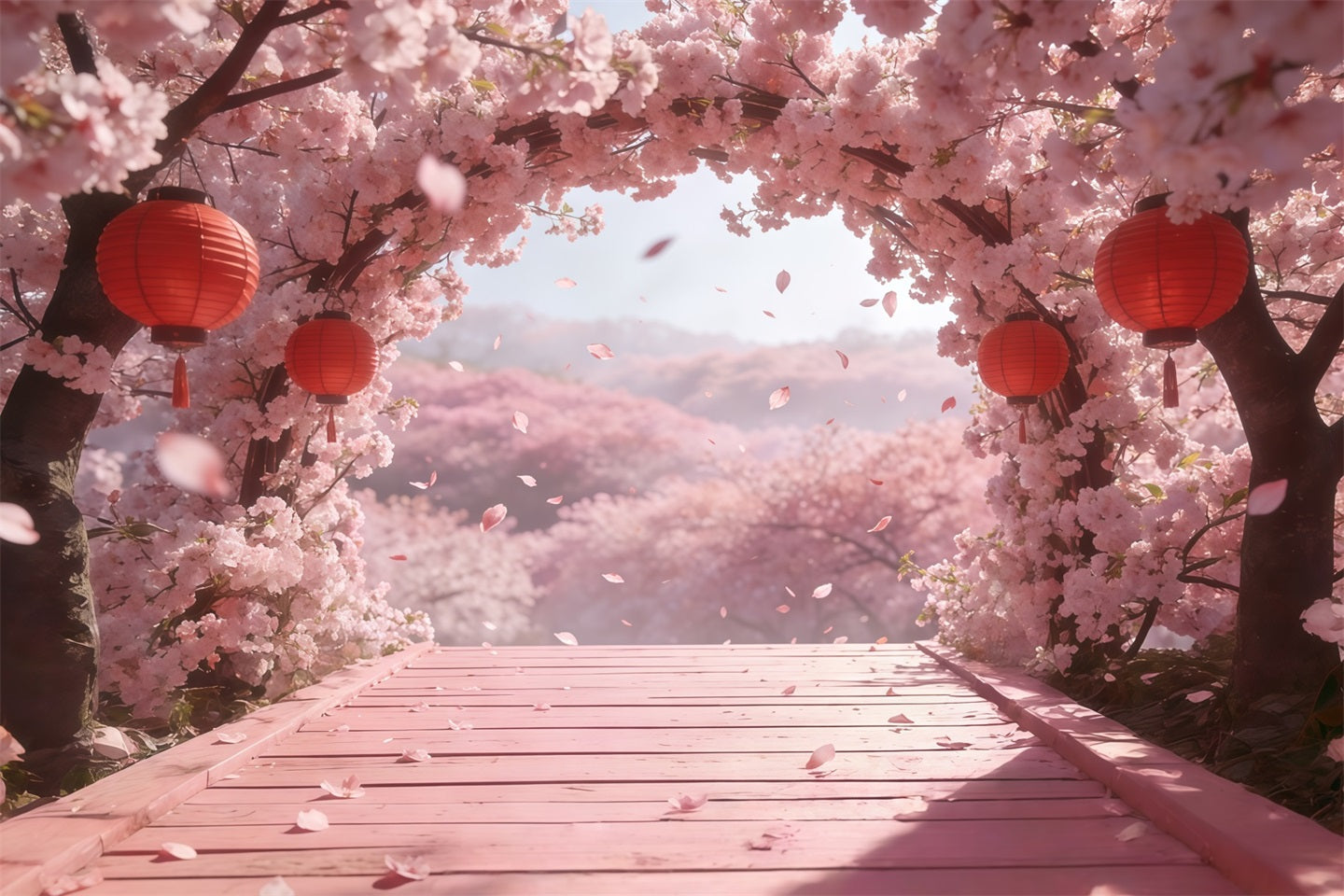 Cherry Blossom Backdrop Ideas Pink Flowers Lantern Archway Floral Backdrop Photography CSH61-137