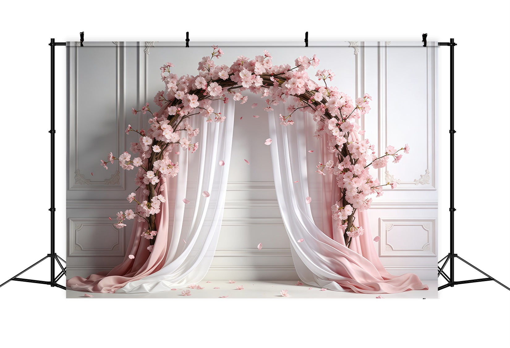 Pink Cherry Blossom Backdrop Pastel Draped Sakura Blossom Spring Backdrops For Pictures CSH61-138