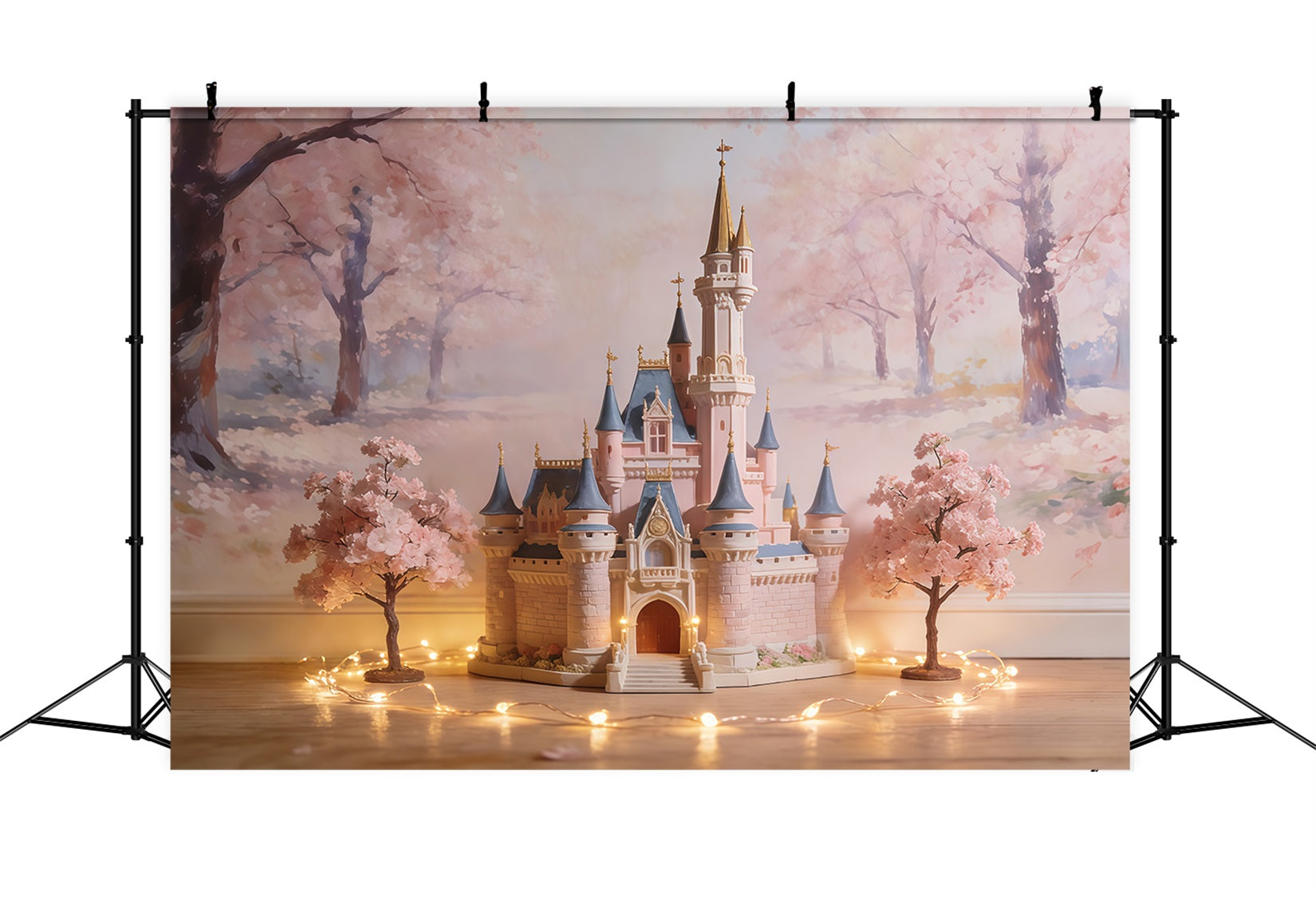 Backdrop Cherry Blossom Fairy Tale Dreamy Castle Floral Picture Backdrop CSH61-143