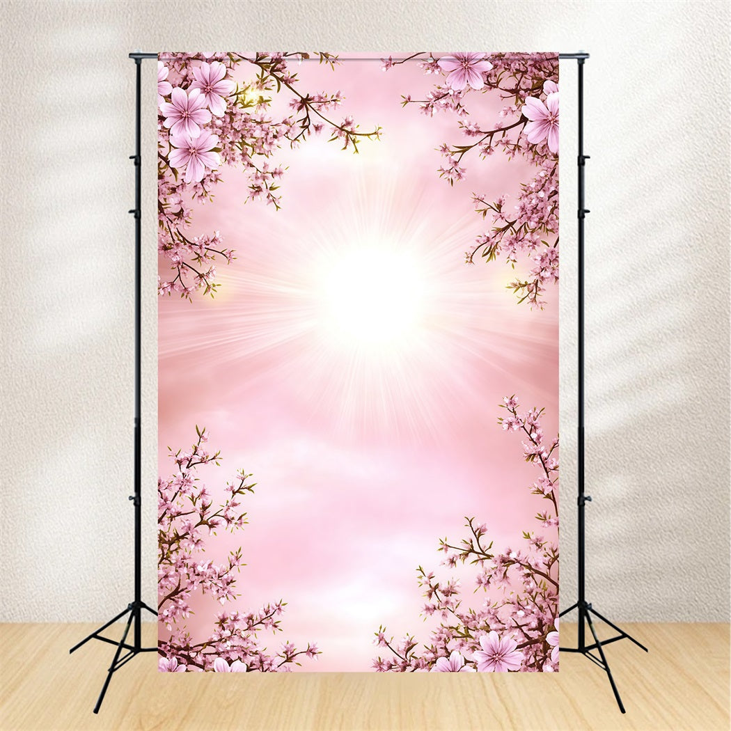 Spring Portrait Backdrops Pink Cherry Blossom Radiance Spring Backdrop For Pictures CSH61-158