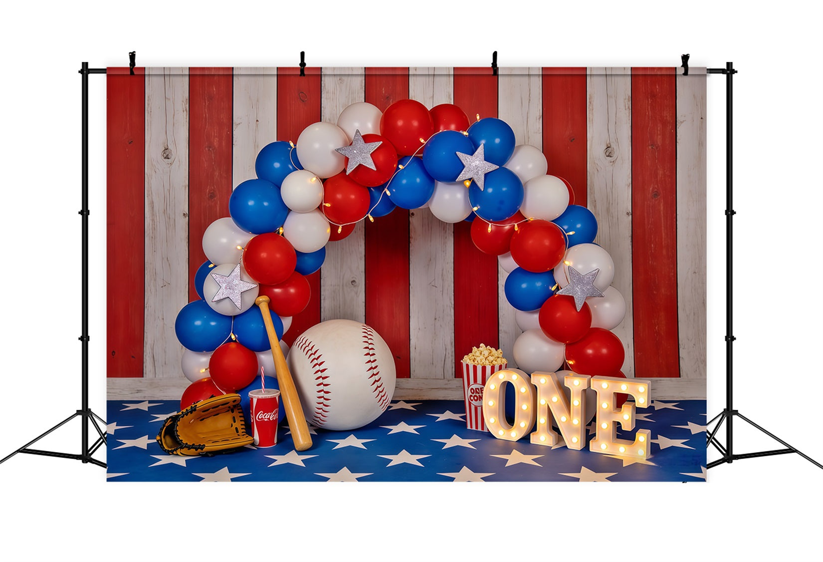 Baseball Photography Backdrop Balloon Arch 1st Birthday Sports Backdrop CSH61-173
