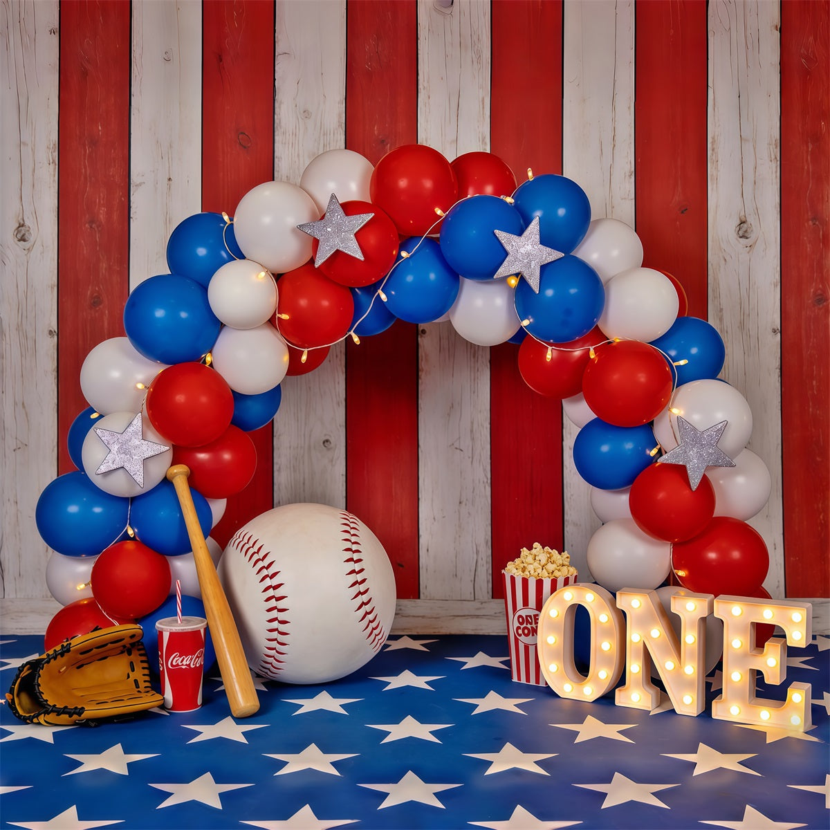 Baseball Photography Backdrop Balloon Arch 1st Birthday Sports Backdrop CSH61-173