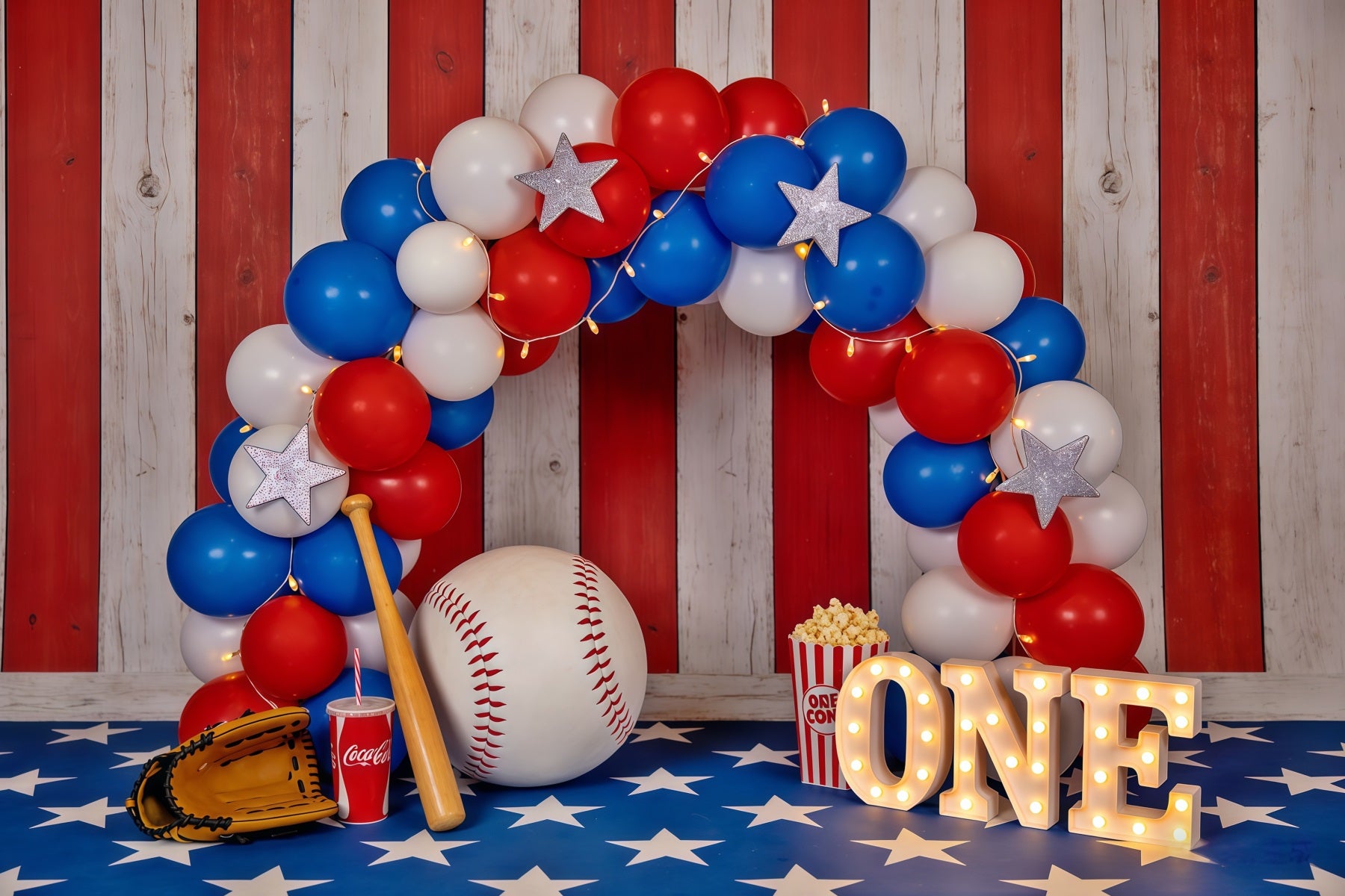 Baseball Photography Backdrop Balloon Arch 1st Birthday Sports Backdrop CSH61-173