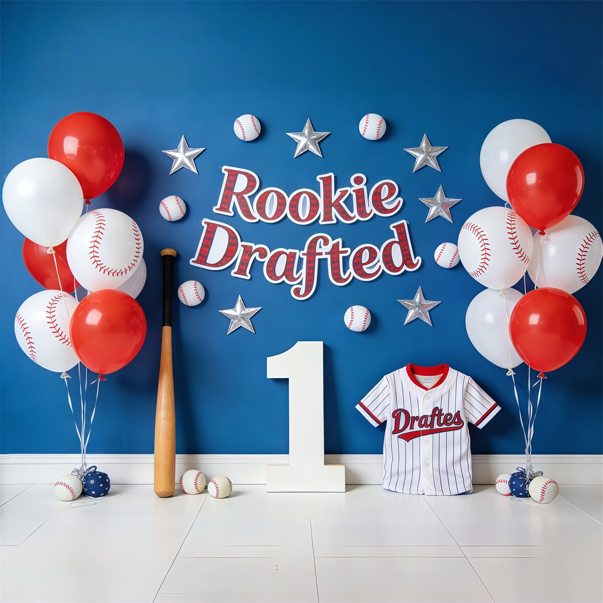 Baseball Photo Backdrop Rookie Drafted Balloon Wall Sports Photo Backdrop CSH61-175