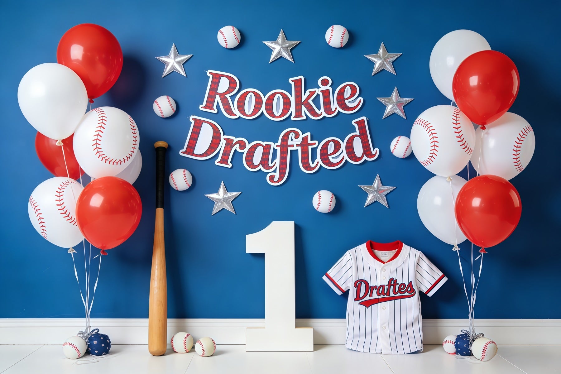Baseball Photo Backdrop Rookie Drafted Balloon Wall Sports Photo Backdrop CSH61-175