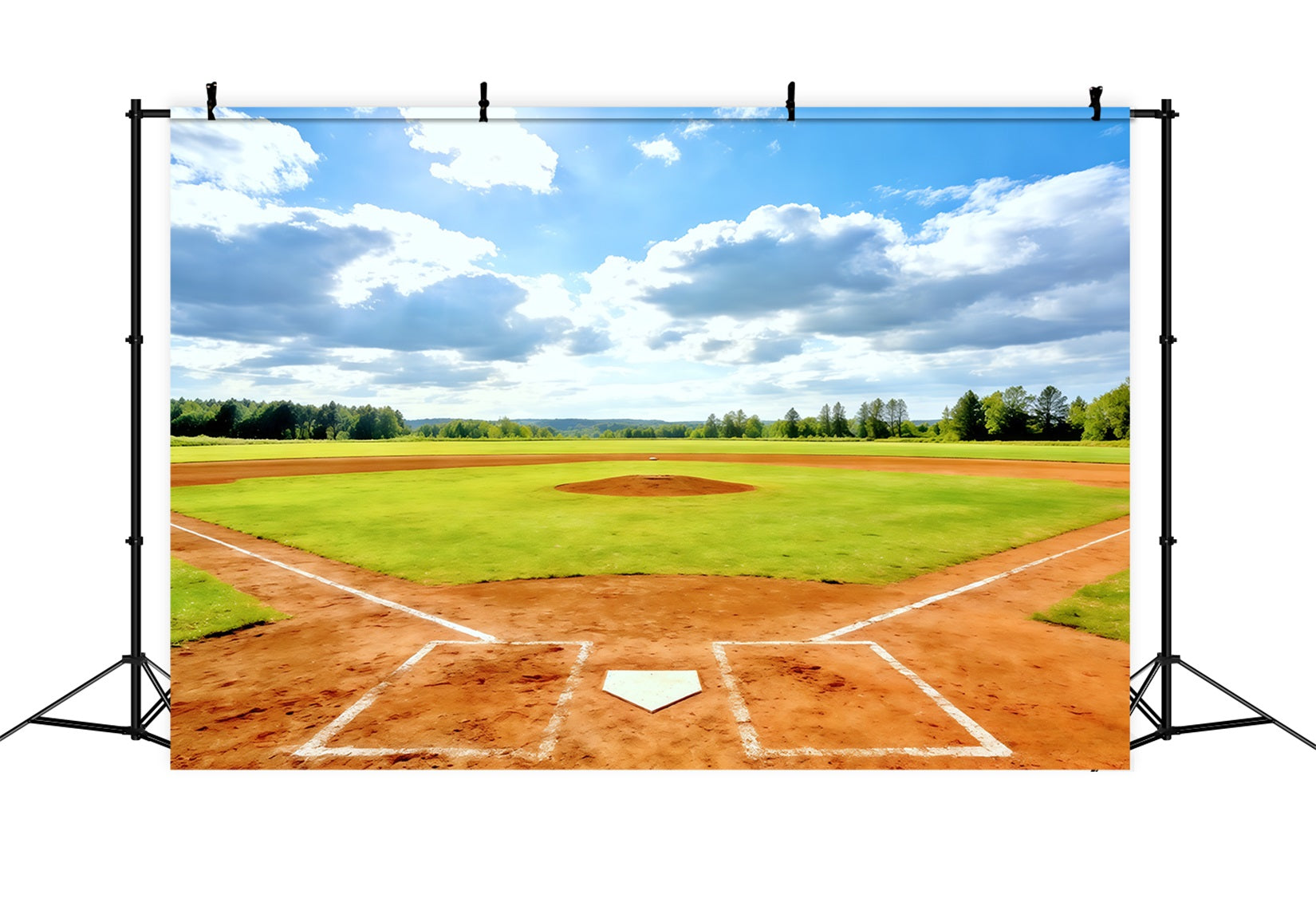Baseball Backdrops Sunny Home Plate Field Sports Photography Backdrops CSH61-176