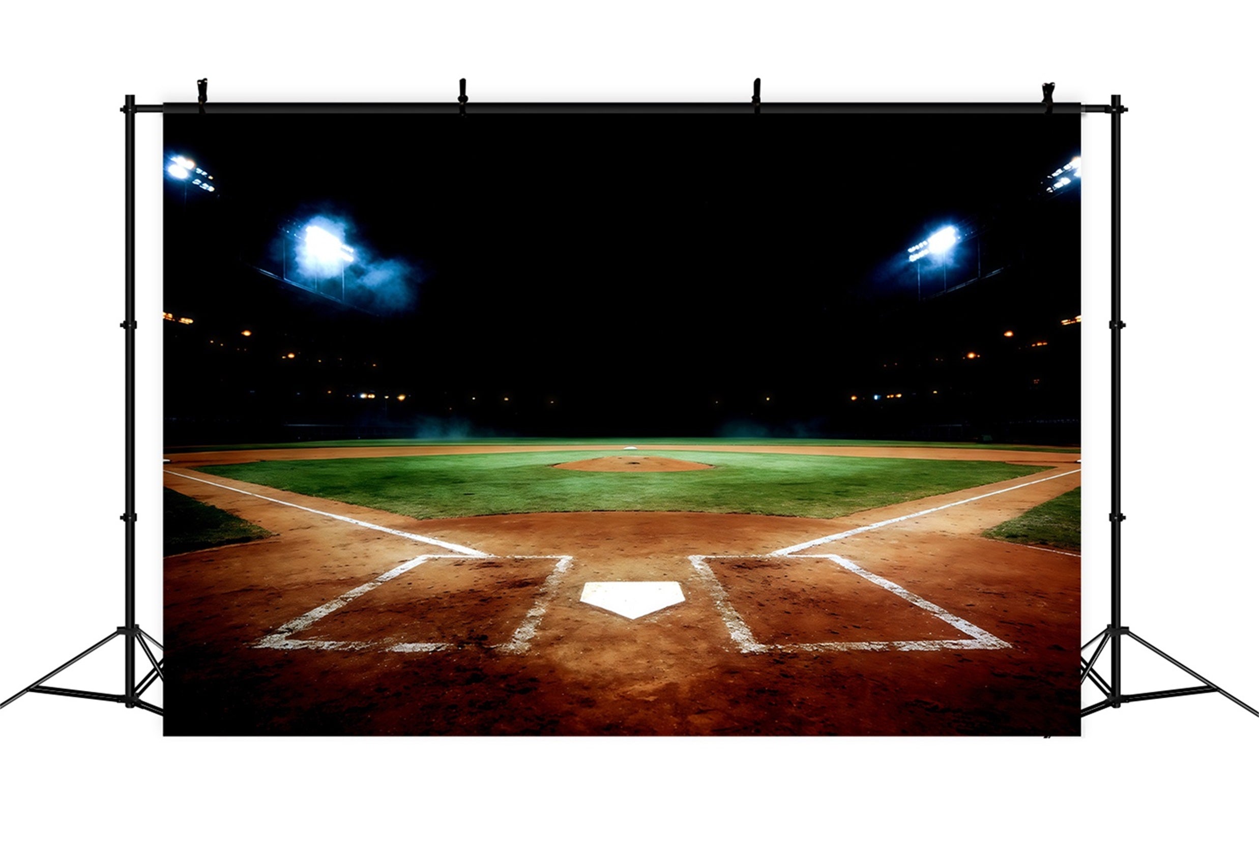 Baseball Field Backdrop Night Stadium Home Plate Sports Photo Backdrop CSH61-177