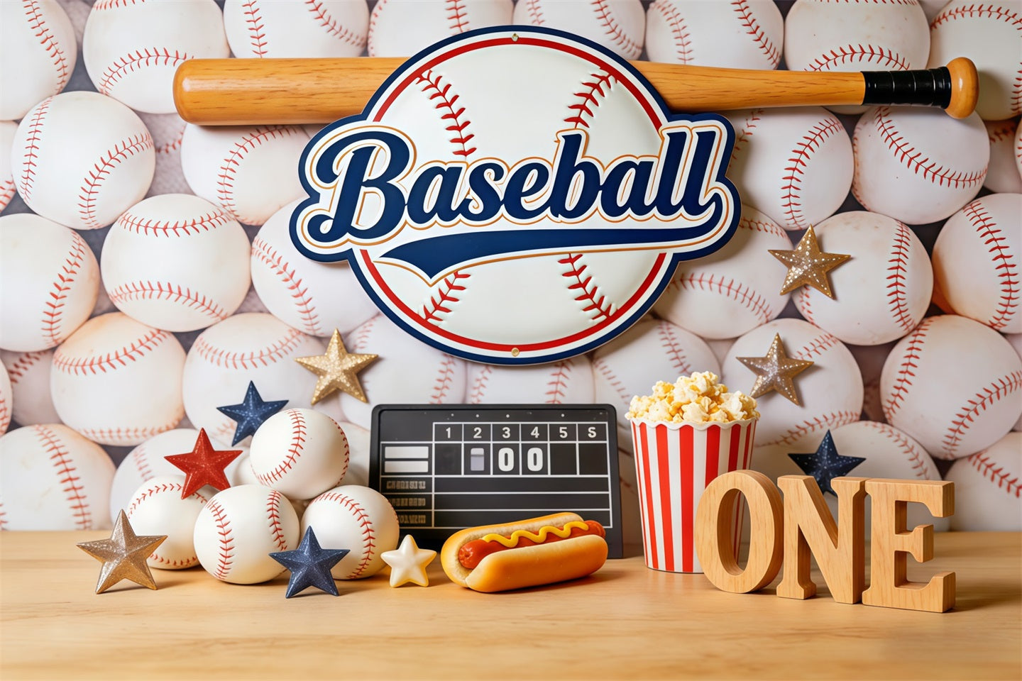 Baseball Photo Backdrop 1st Birthday Party Decor Sports Theme Backdrop CSH61-182