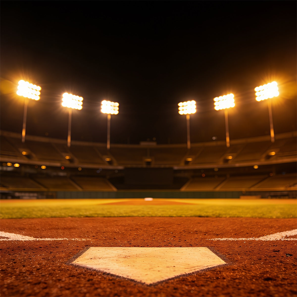 Baseball Stadium Backdrop Golden Night Home Plate Sports Photo Backdrops CSH61-184
