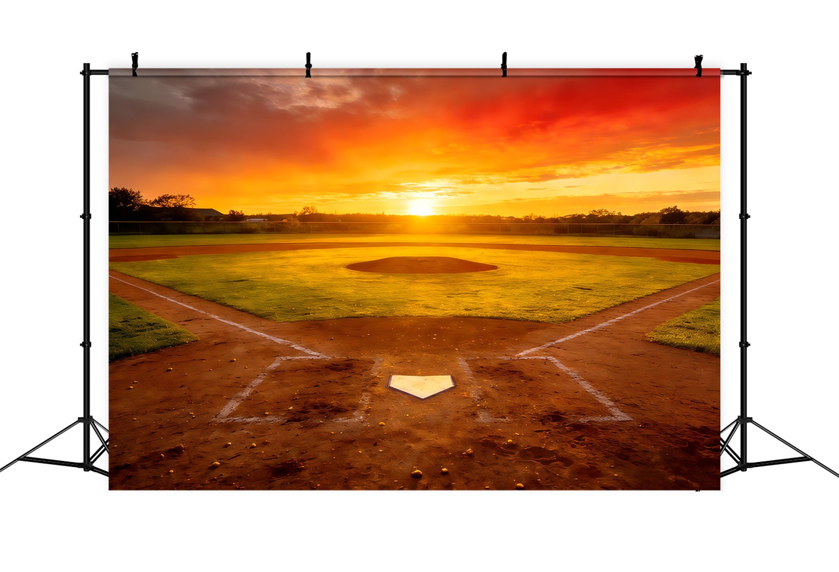 Baseball Field Backdrop Sunset Championship Diamond Sports Theme Backdrop CSH61-185