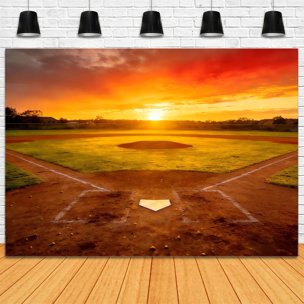 Baseball Field Backdrop Sunset Championship Diamond Sports Theme Backdrop CSH61-185