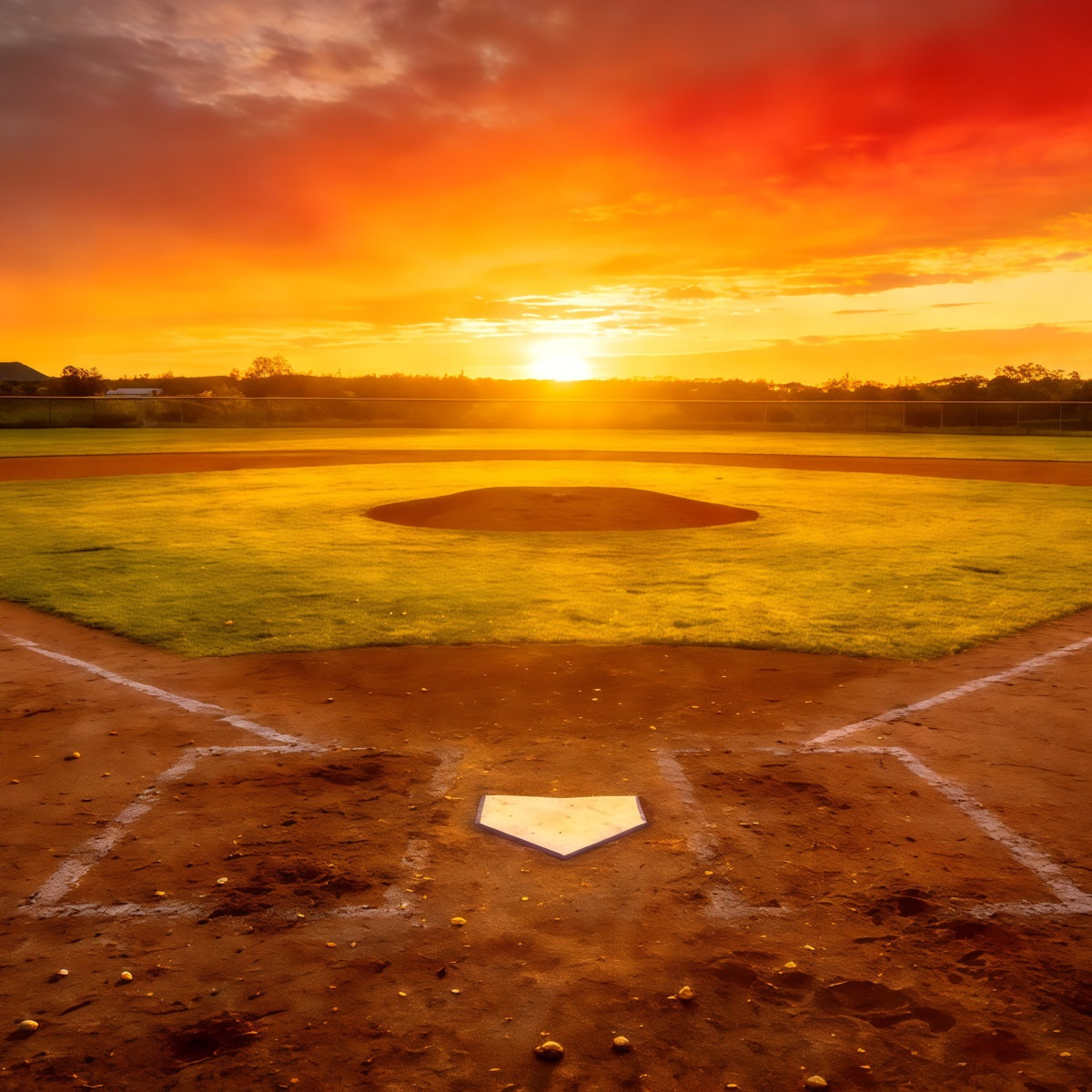 Baseball Field Backdrop Sunset Championship Diamond Sports Theme Backdrop CSH61-185