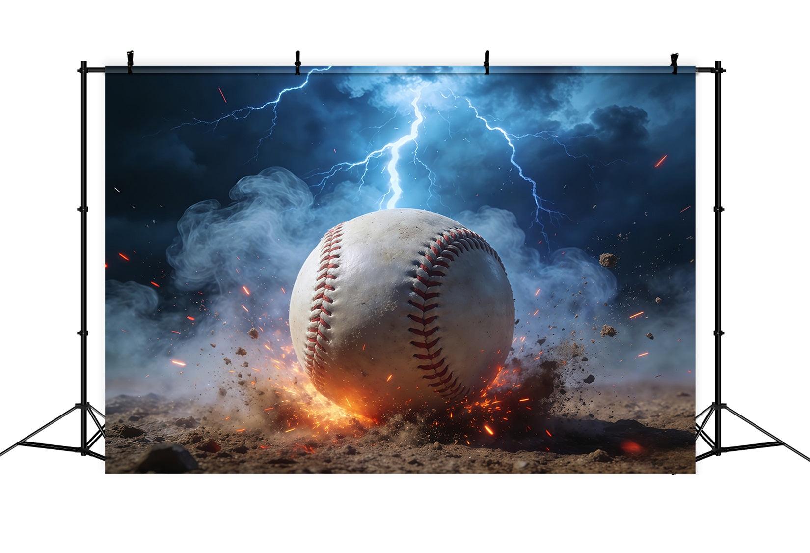 Baseball Backdrop For Pictures Lightning Power Impact Sports Photo Backdrop CSH61-187