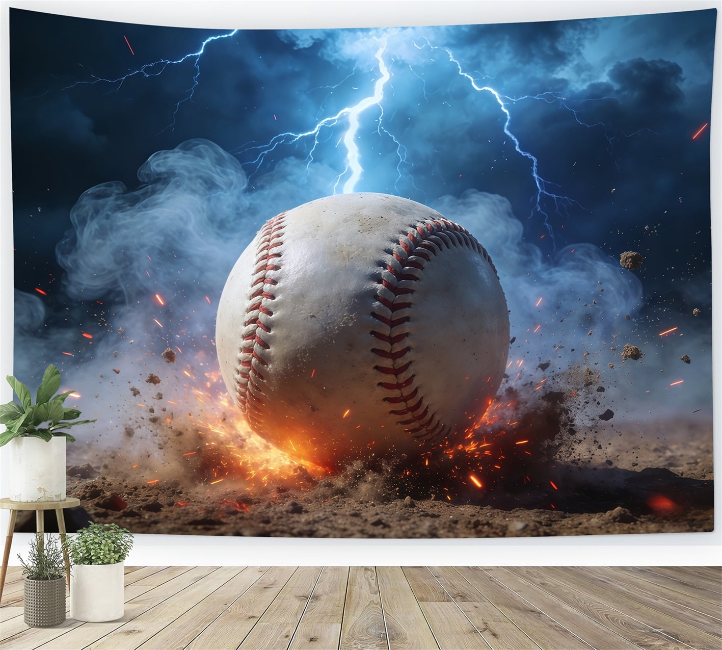 Baseball Backdrop For Pictures Lightning Power Impact Sports Photo Backdrop CSH61-187