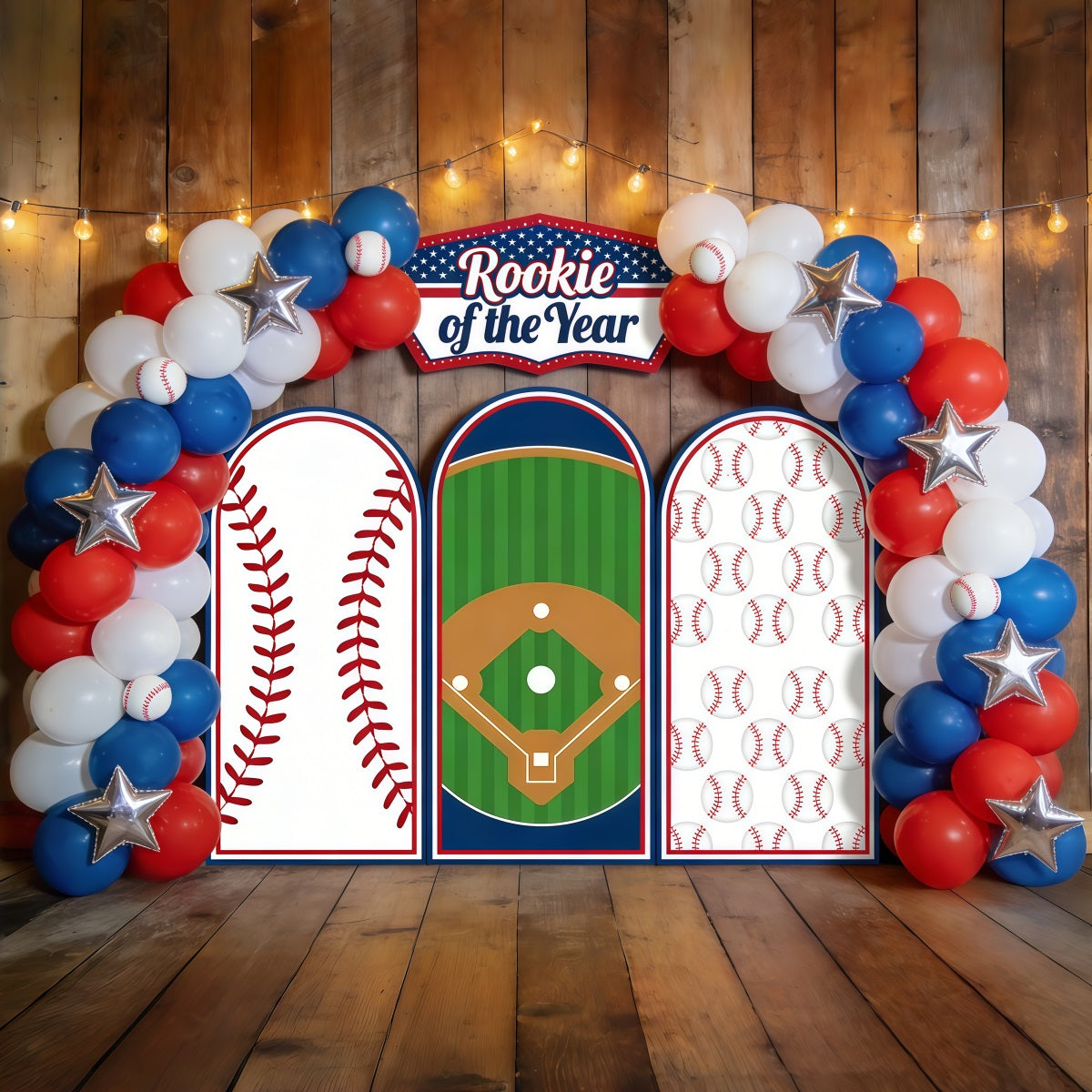 Baseball Photo Backdrop Rookie Year Balloon Arch Sports Photography Backdrop CSH61-189