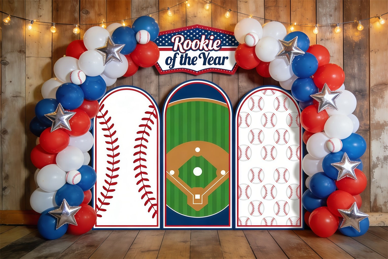 Baseball Photo Backdrop Rookie Year Balloon Arch Sports Photography Backdrop CSH61-189