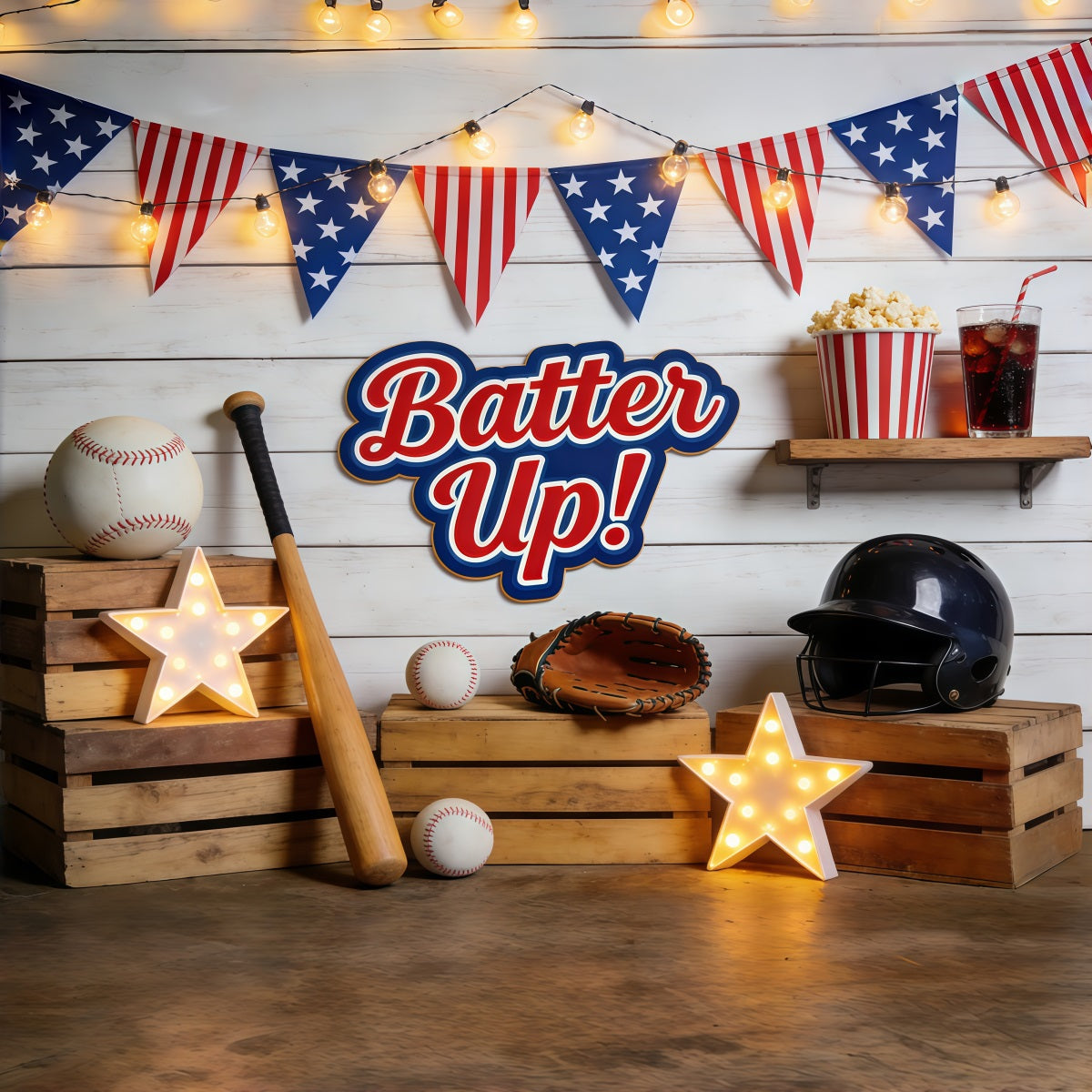 Baseball Photo Backdrop Batter Up Dugout Decor Sports Theme Backdrop CSH61-191