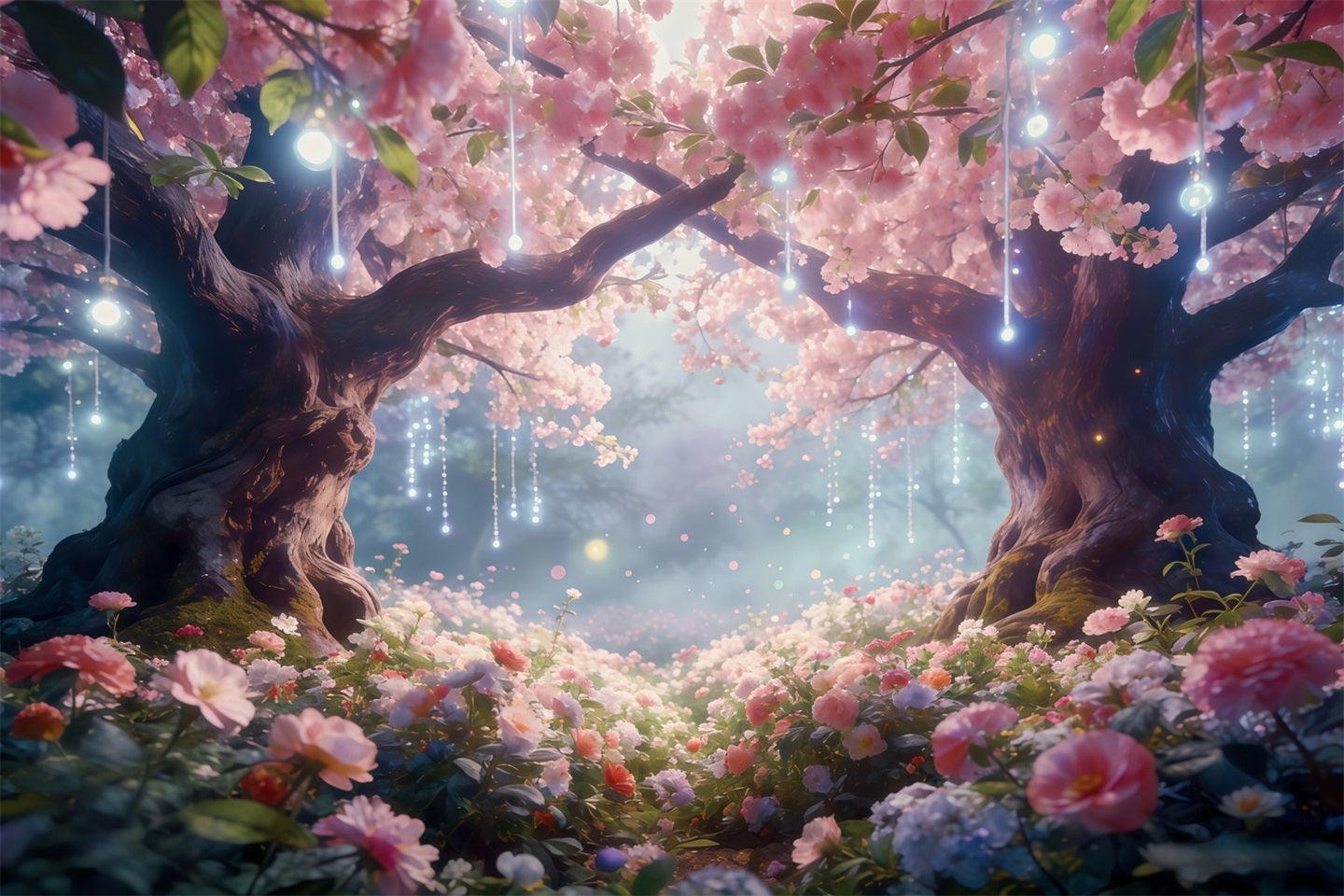 Twilight Forest Backdrop Blush Blossom Light Canopy Forest Backdrop Photography CSH61-206