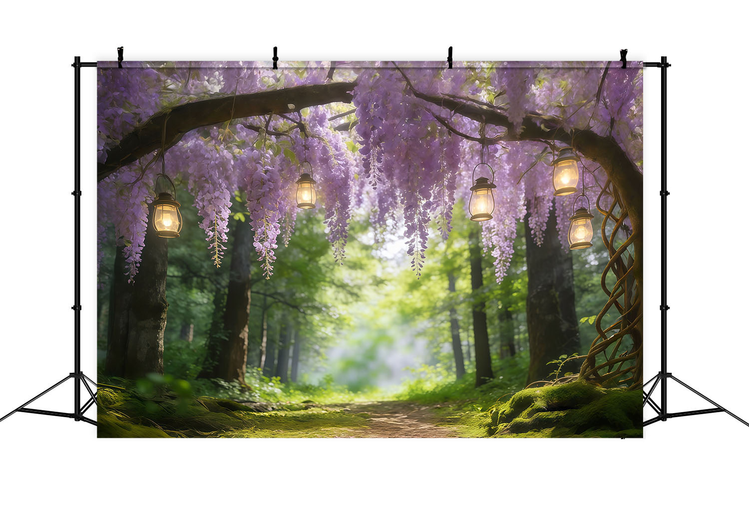 Forest Photography Backdrop Wisteria Lantern Woodland Arch Forest Scene Backdrop CSH61-208