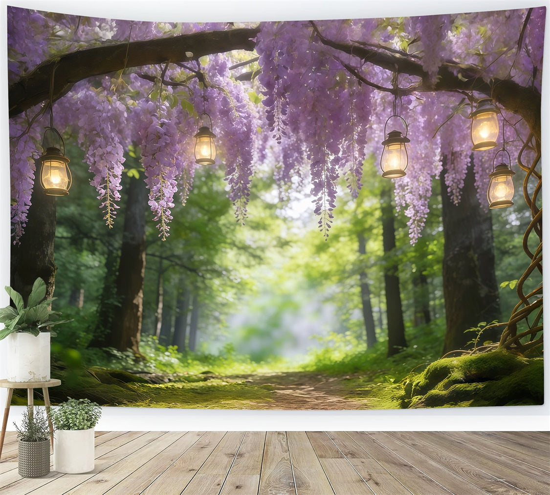 Forest Photography Backdrop Wisteria Lantern Woodland Arch Forest Scene Backdrop CSH61-208