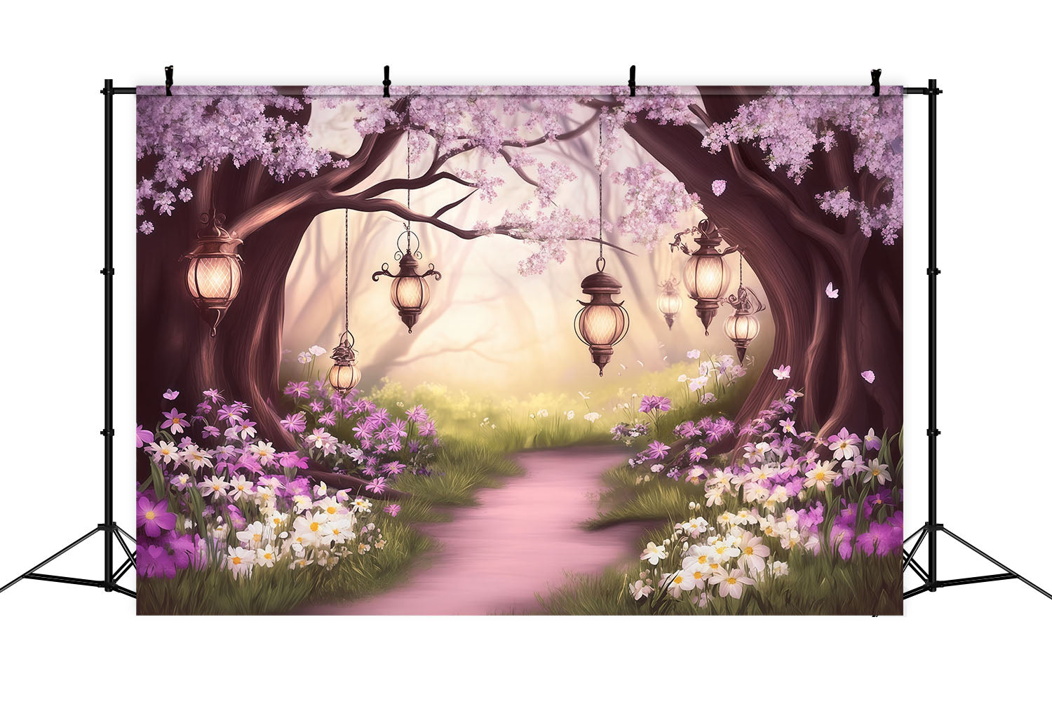Fairy Forest Backdrop Blush Blossom Lantern Path Forest Backdrops For Photography CSH61-211