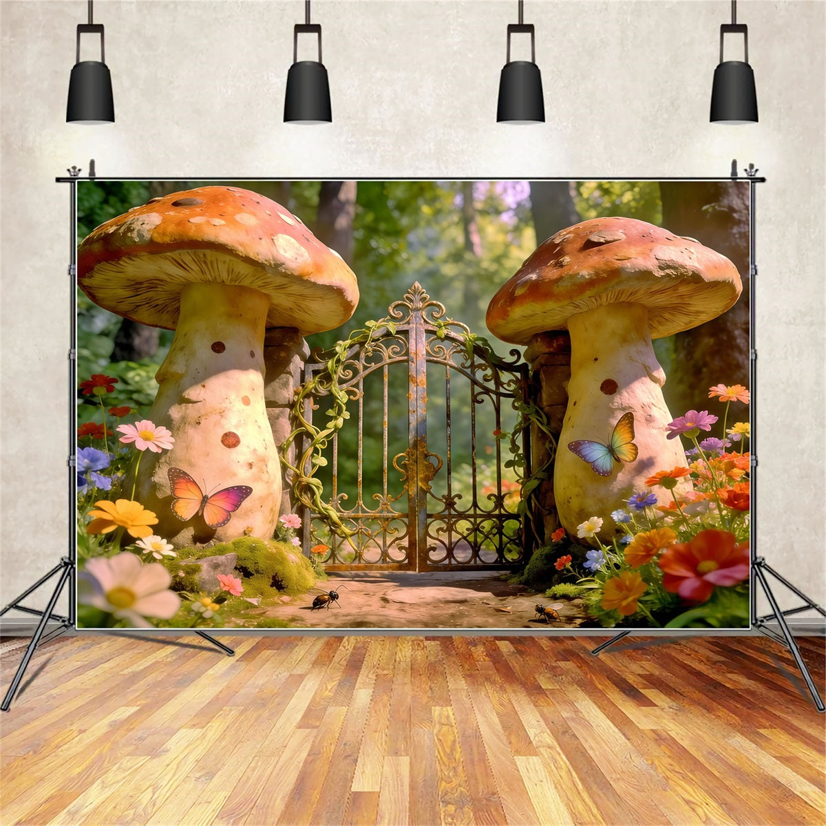 Fairy Forest Backdrop Enchanted Mushroom Gate Garden Forest Backdrop Photography CSH61-218