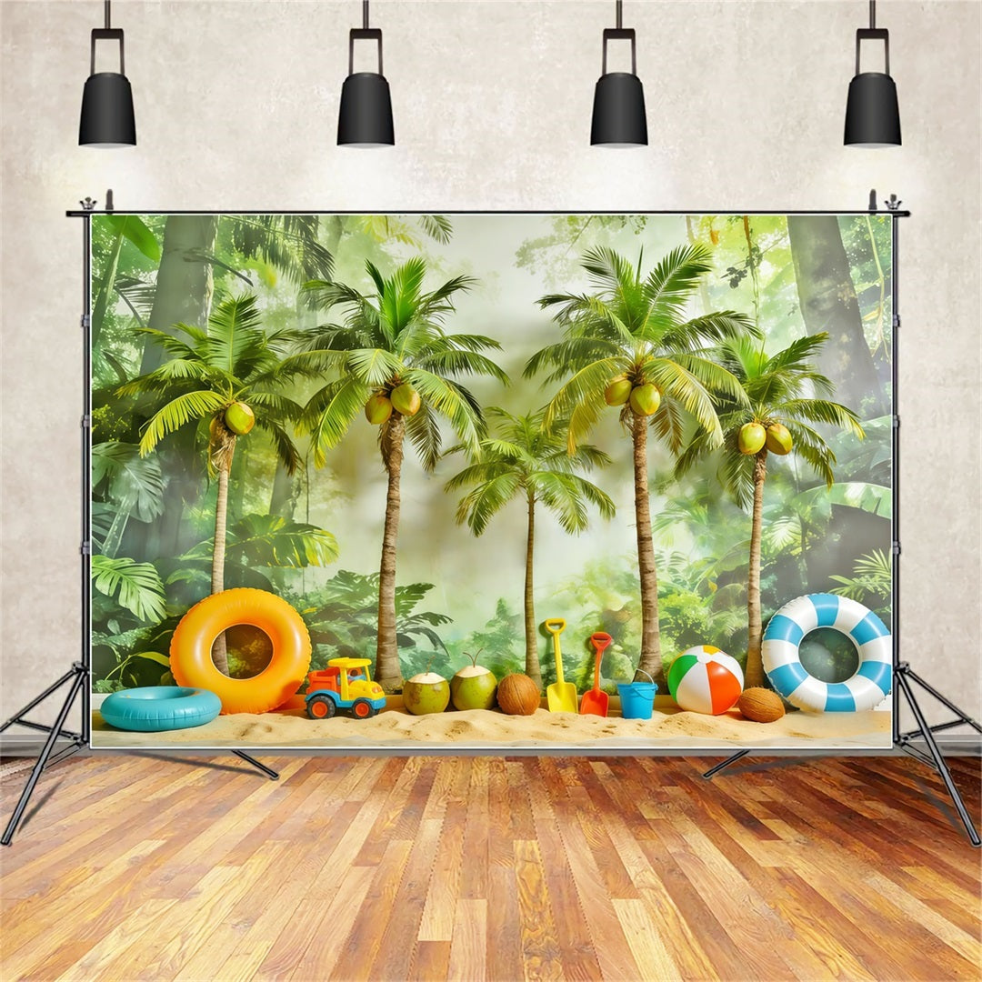 Tropical Forest Backdrop Tropical Palm Play Paradise Forest Photo Booth Backdrop CSH61-219