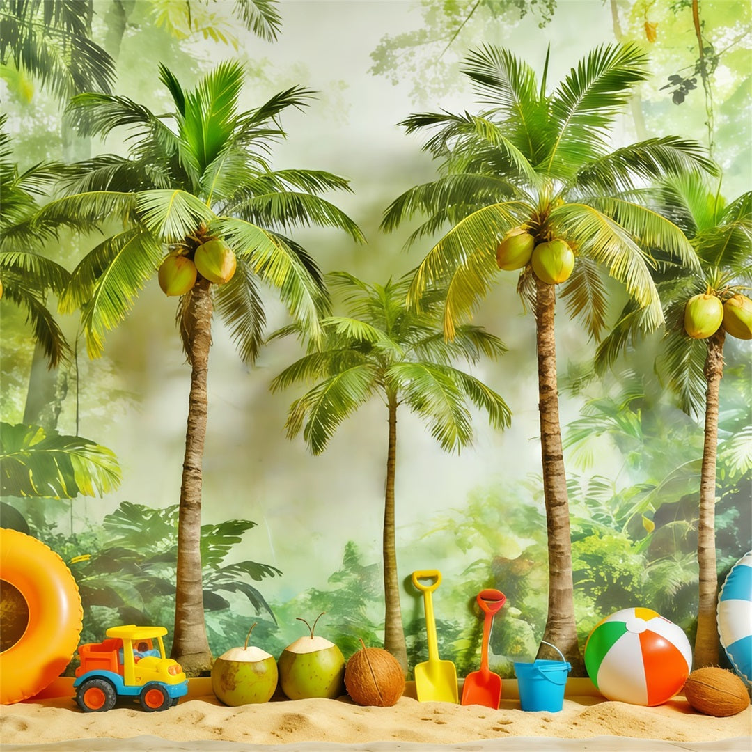 Tropical Forest Backdrop Tropical Palm Play Paradise Forest Photo Booth Backdrop CSH61-219