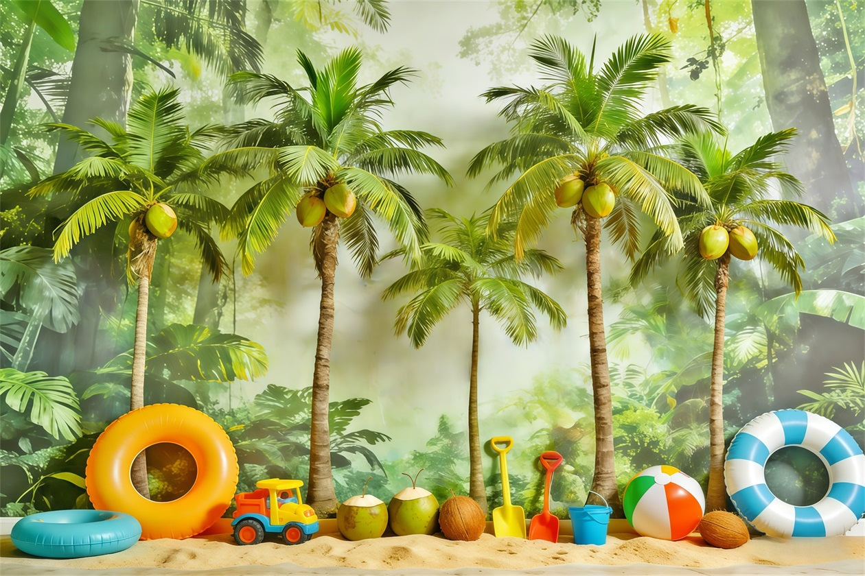 Tropical Forest Backdrop Tropical Palm Play Paradise Forest Photo Booth Backdrop CSH61-219