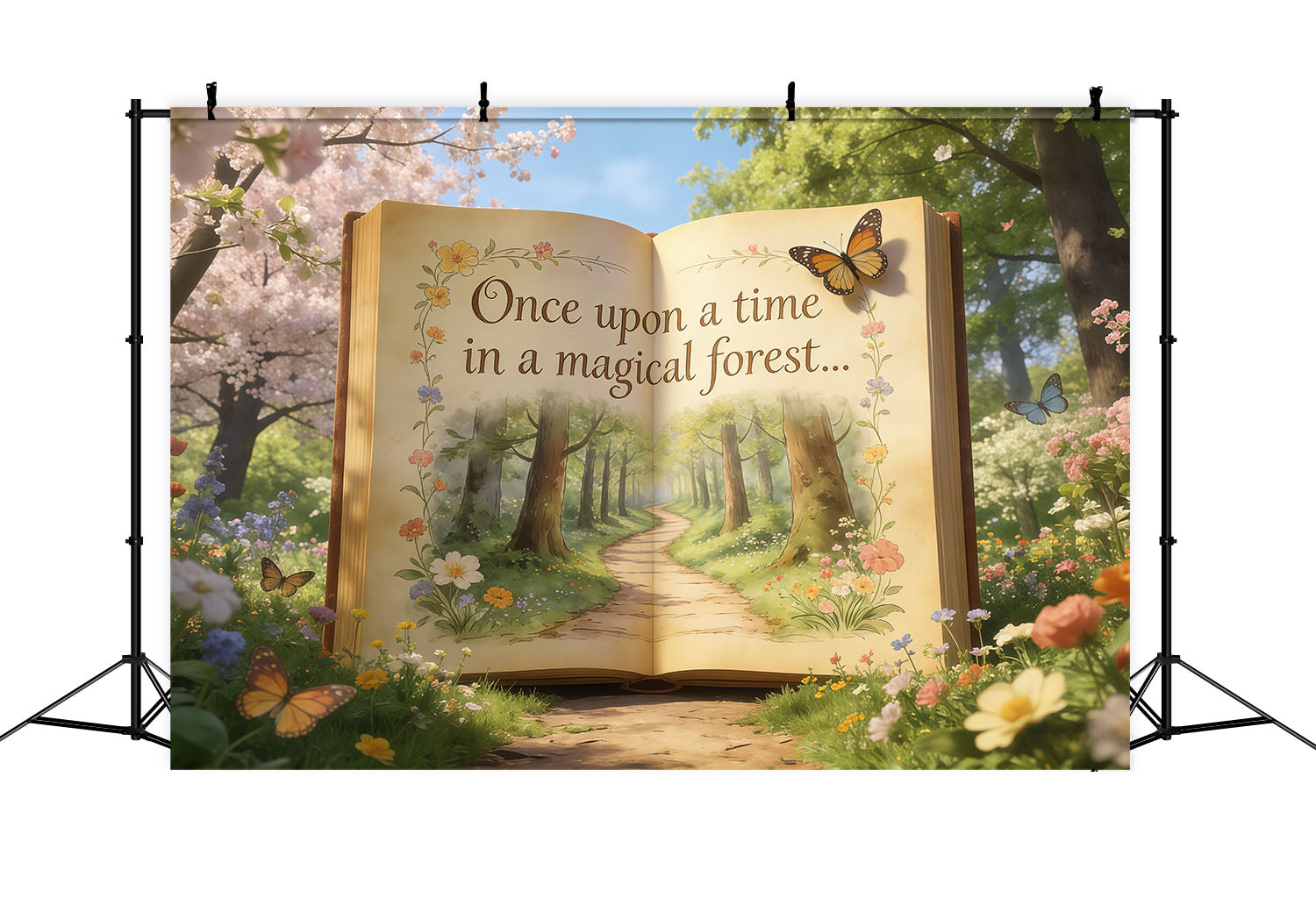 Fairytale Forest Backdrop Storybook Garden Open Pages Forest Photography Backdrop CSH61-220