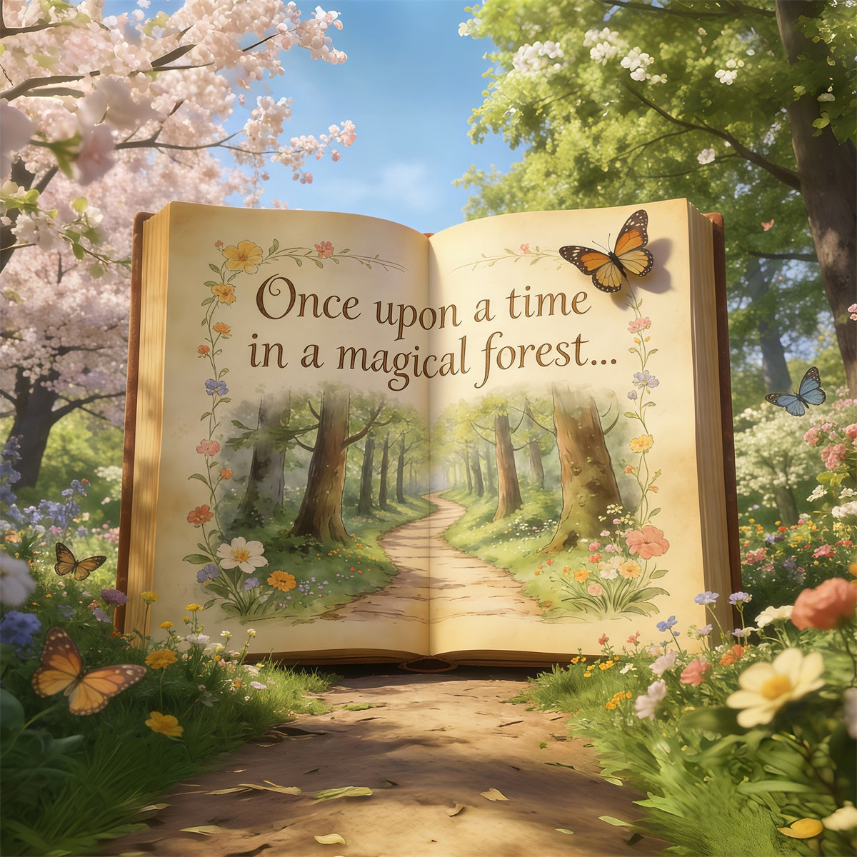 Fairytale Forest Backdrop Storybook Garden Open Pages Forest Photography Backdrop CSH61-220