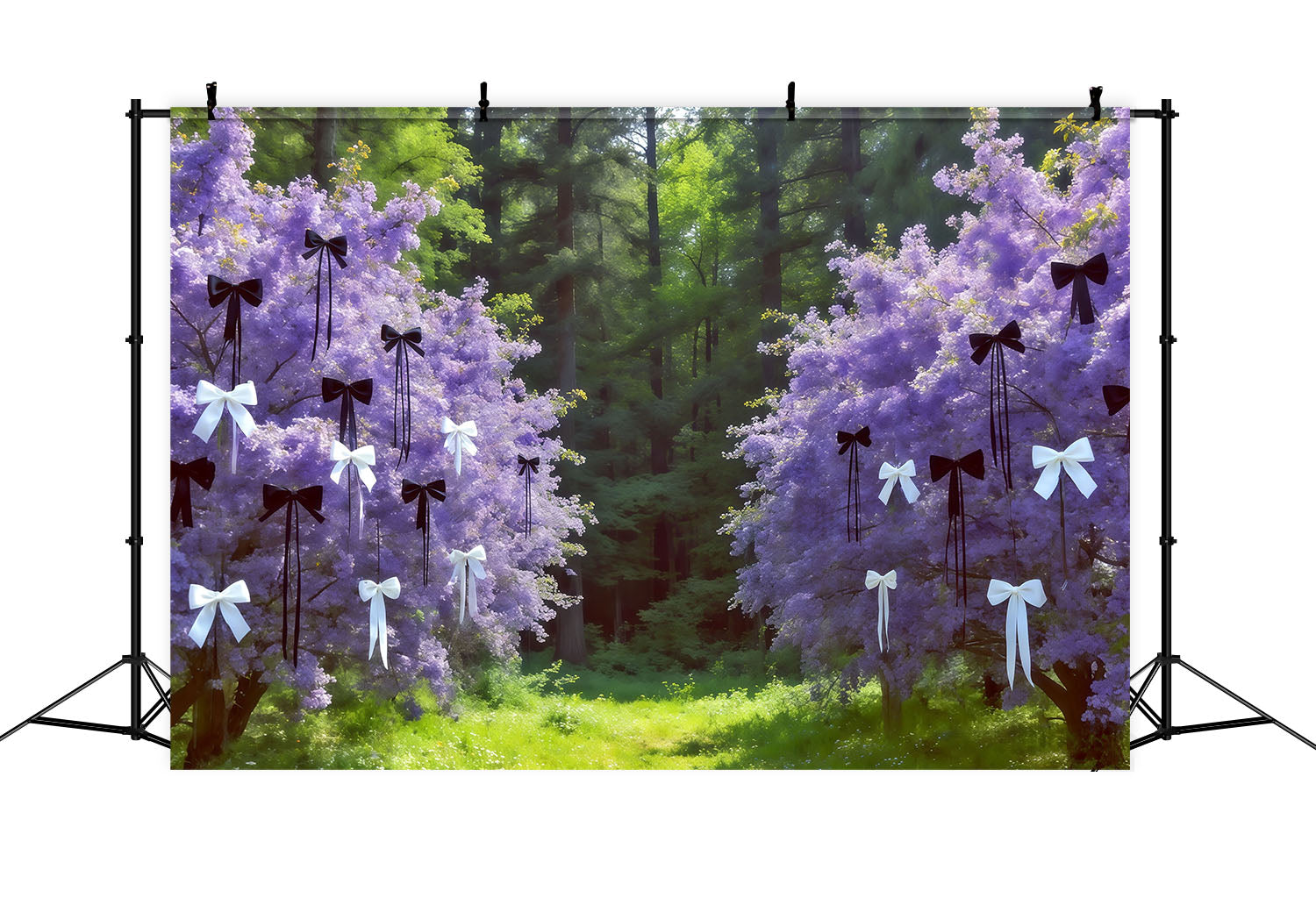 Forest Photography Backdrop Lavender Bow Blossom Grove Fantasy Forest Backdrop CSH61-221