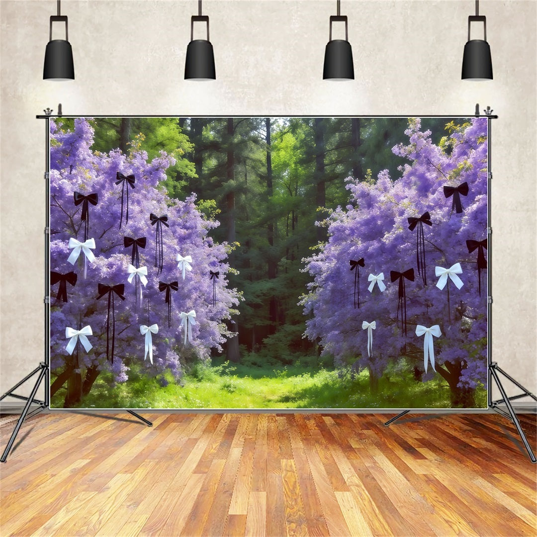 Forest Photography Backdrop Lavender Bow Blossom Grove Fantasy Forest Backdrop CSH61-221
